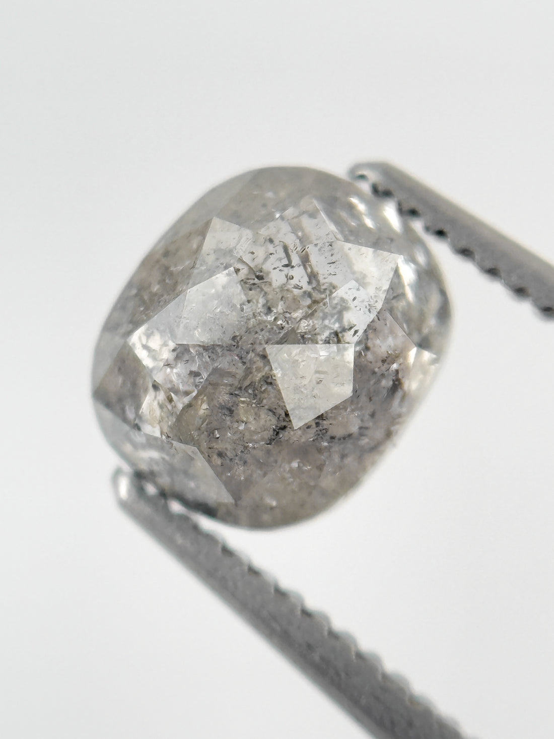 1.61 Ct Cushion Rose Cut Grey Natural Fancy Diamond