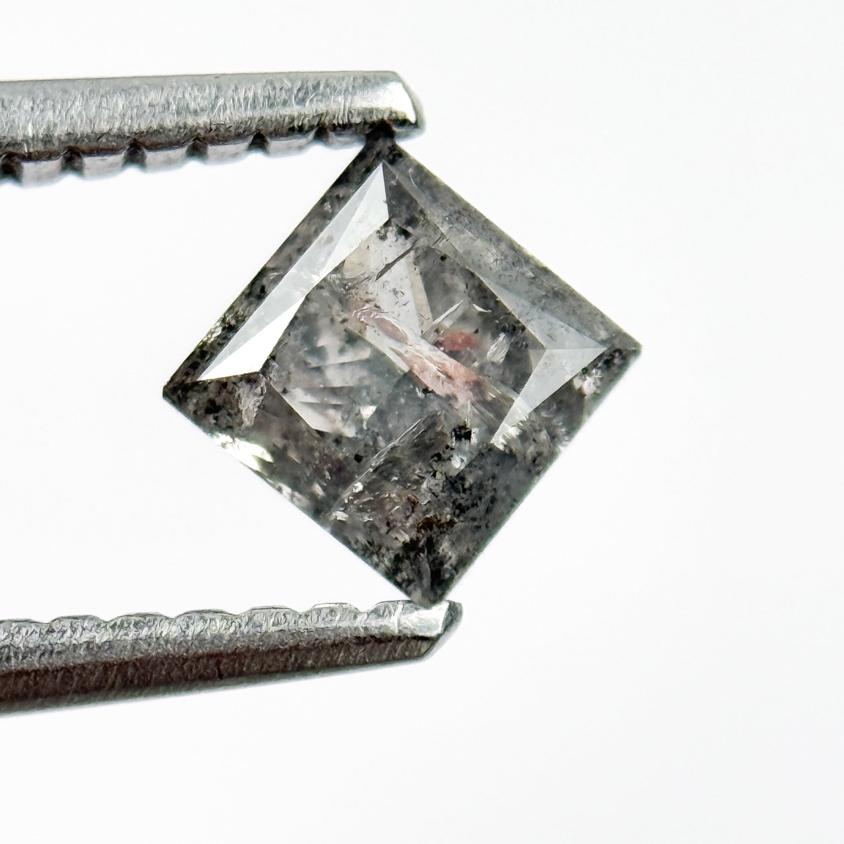 0.58 Ct Princess Rose Cut Grey Natural Salt and Pepper Diamond