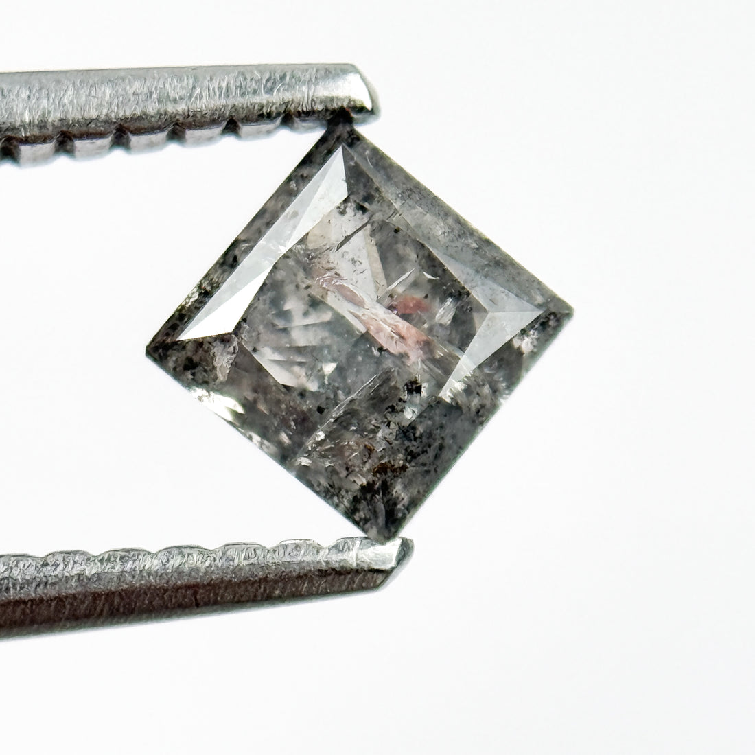 0.58 Ct Princess Rose Cut Grey Natural Salt and Pepper Diamond