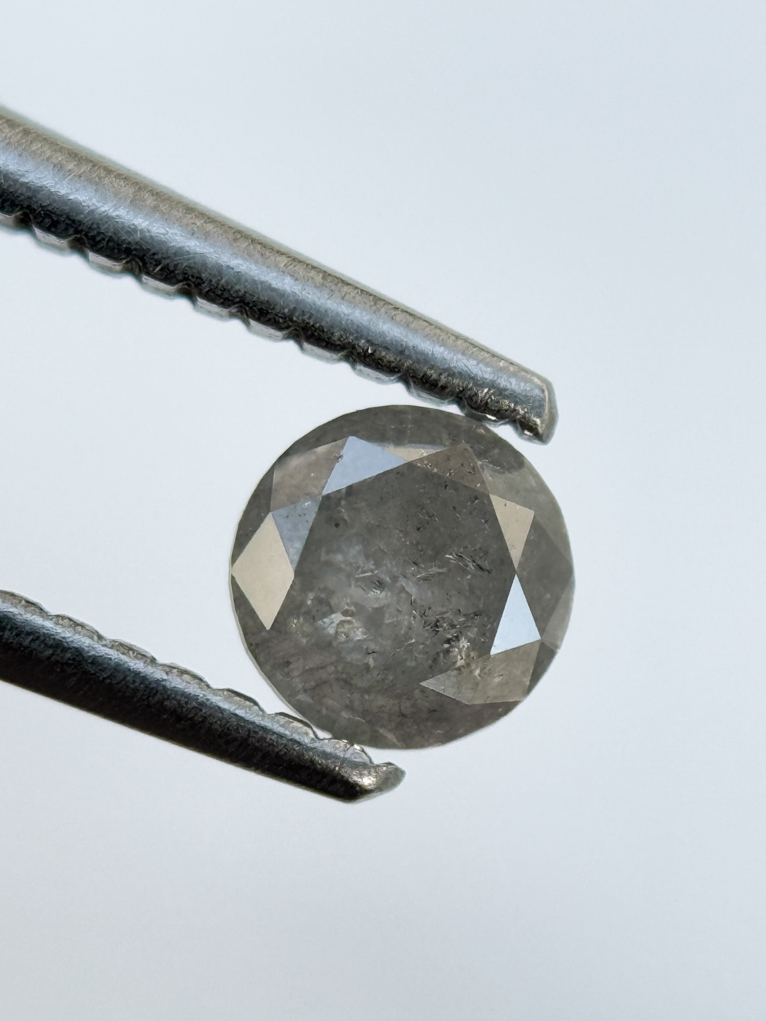 0.45 Ct Round Brilliant Cut Grey Natural Salt and Pepper Diamond