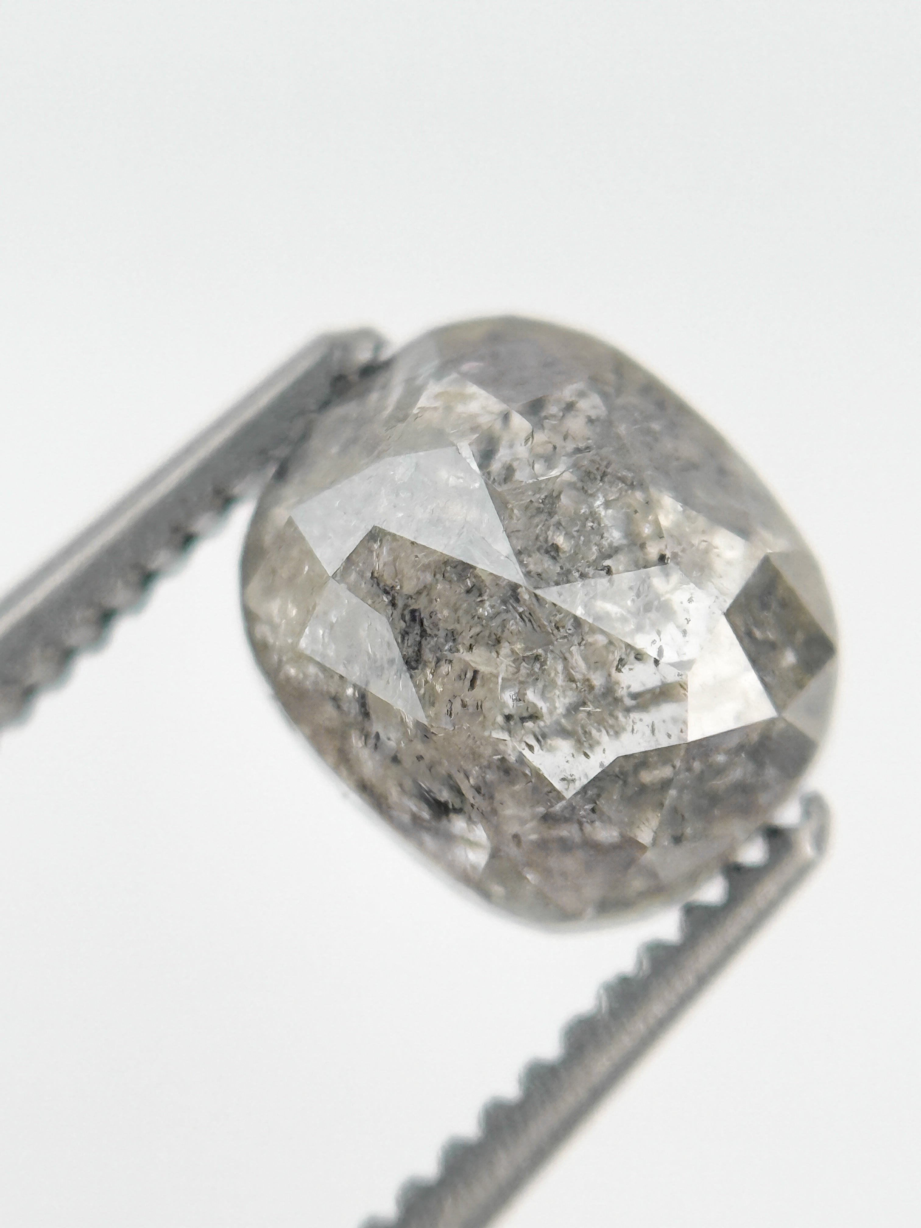 1.61 Ct Cushion Rose Cut Grey Natural Fancy Diamond