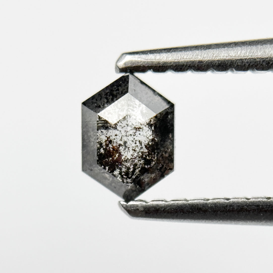 0.39 Ct Hexagon Rose Cut Grey Natural Salt and Pepper Diamond
