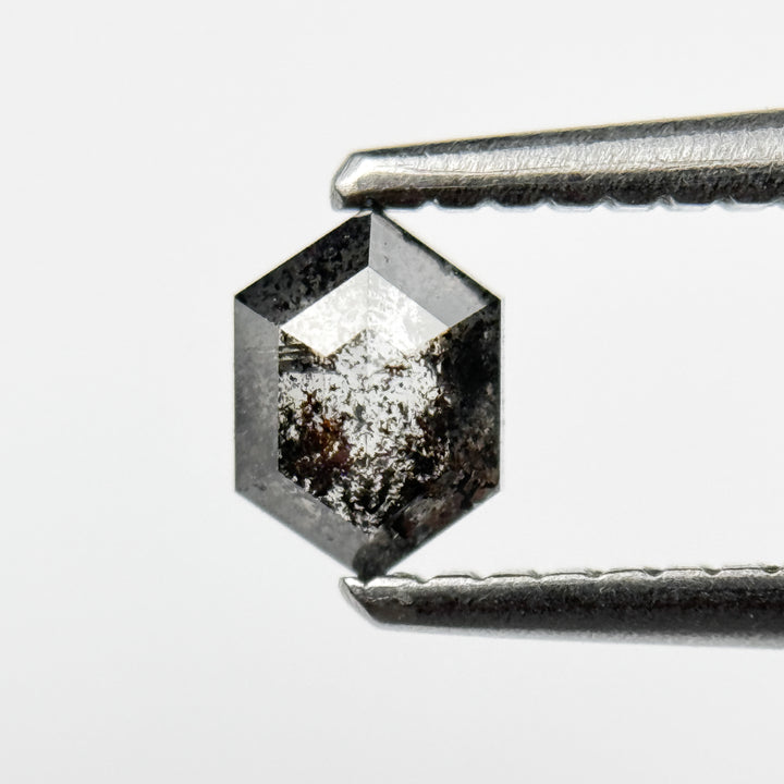 0.39 Ct Hexagon Rose Cut Grey Natural Salt and Pepper Diamond