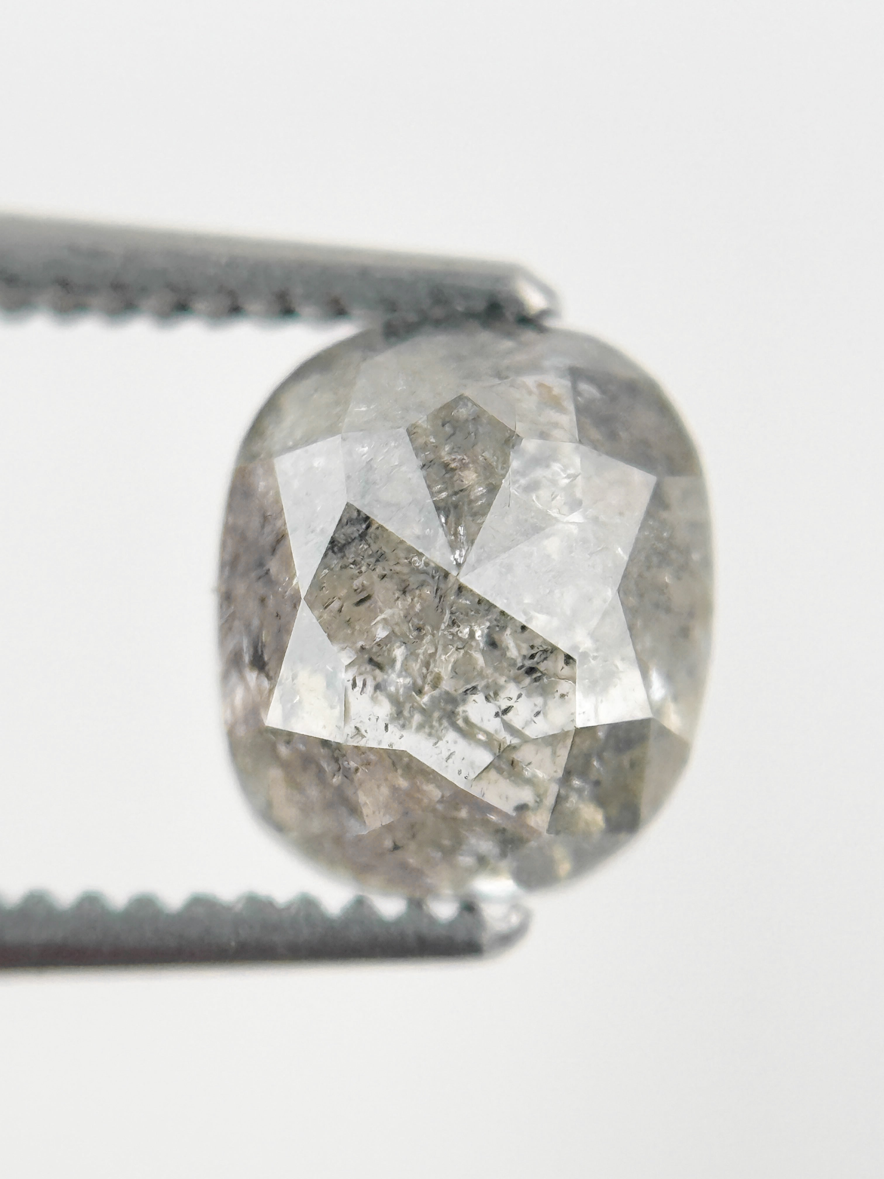 1.61 Ct Cushion Rose Cut Grey Natural Fancy Diamond