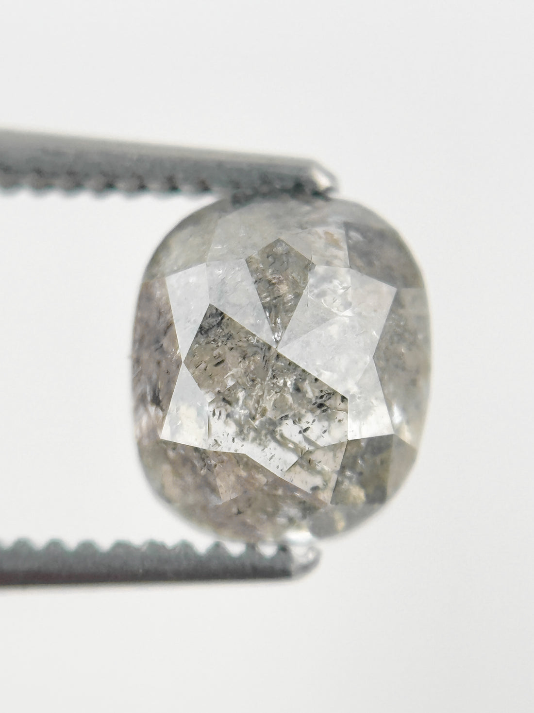 1.61 Ct Cushion Rose Cut Grey Natural Fancy Diamond