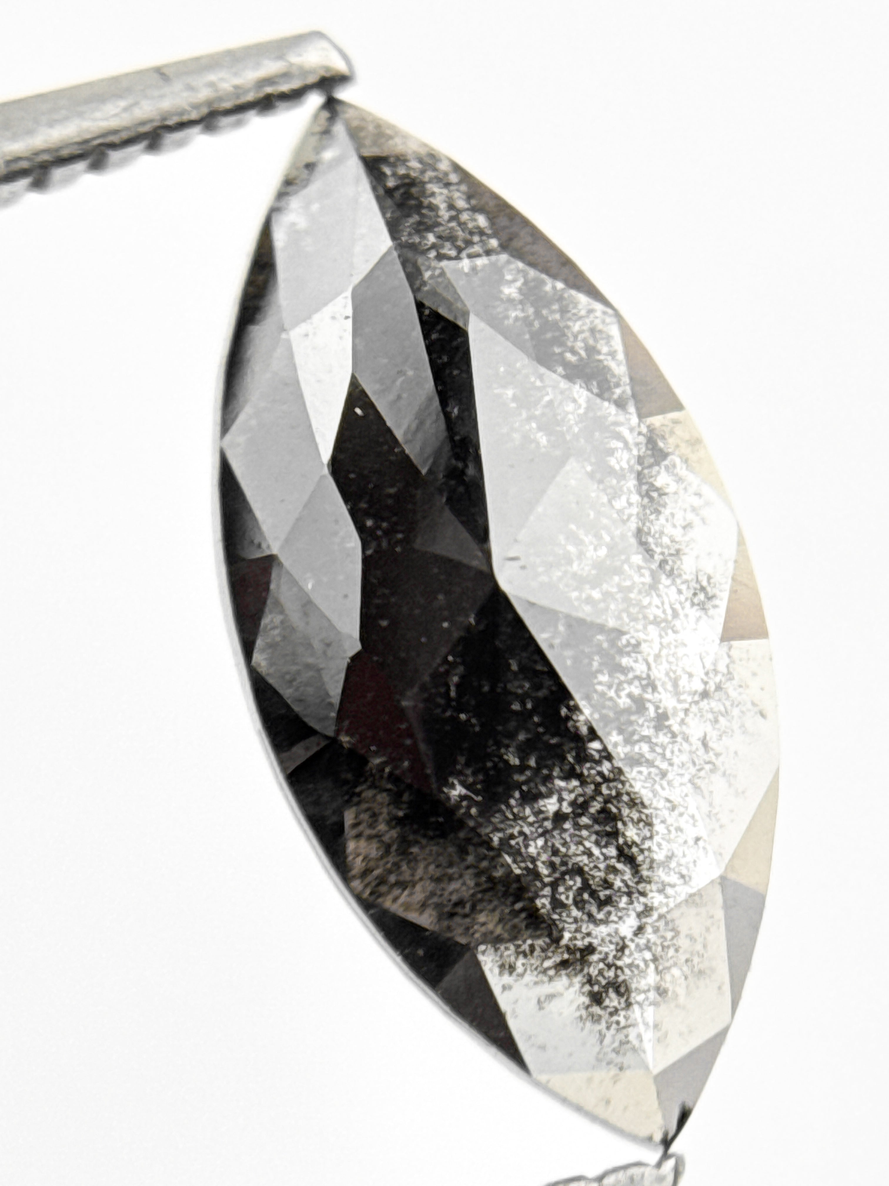 2.05 Ct Marquise Rose Cut Grey Natural Fancy Diamond