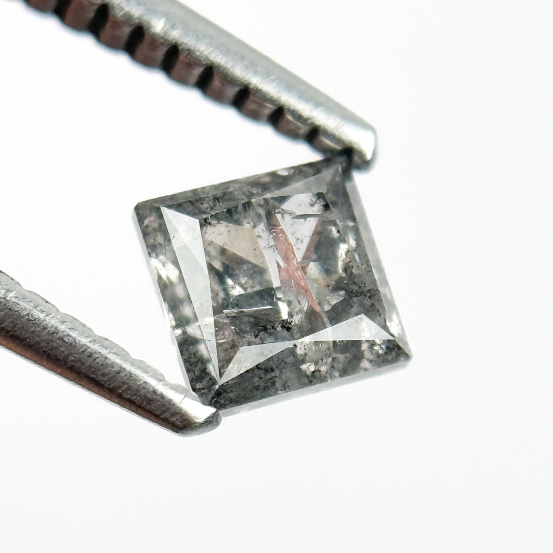 0.58 Ct Princess Rose Cut Grey Natural Salt and Pepper Diamond