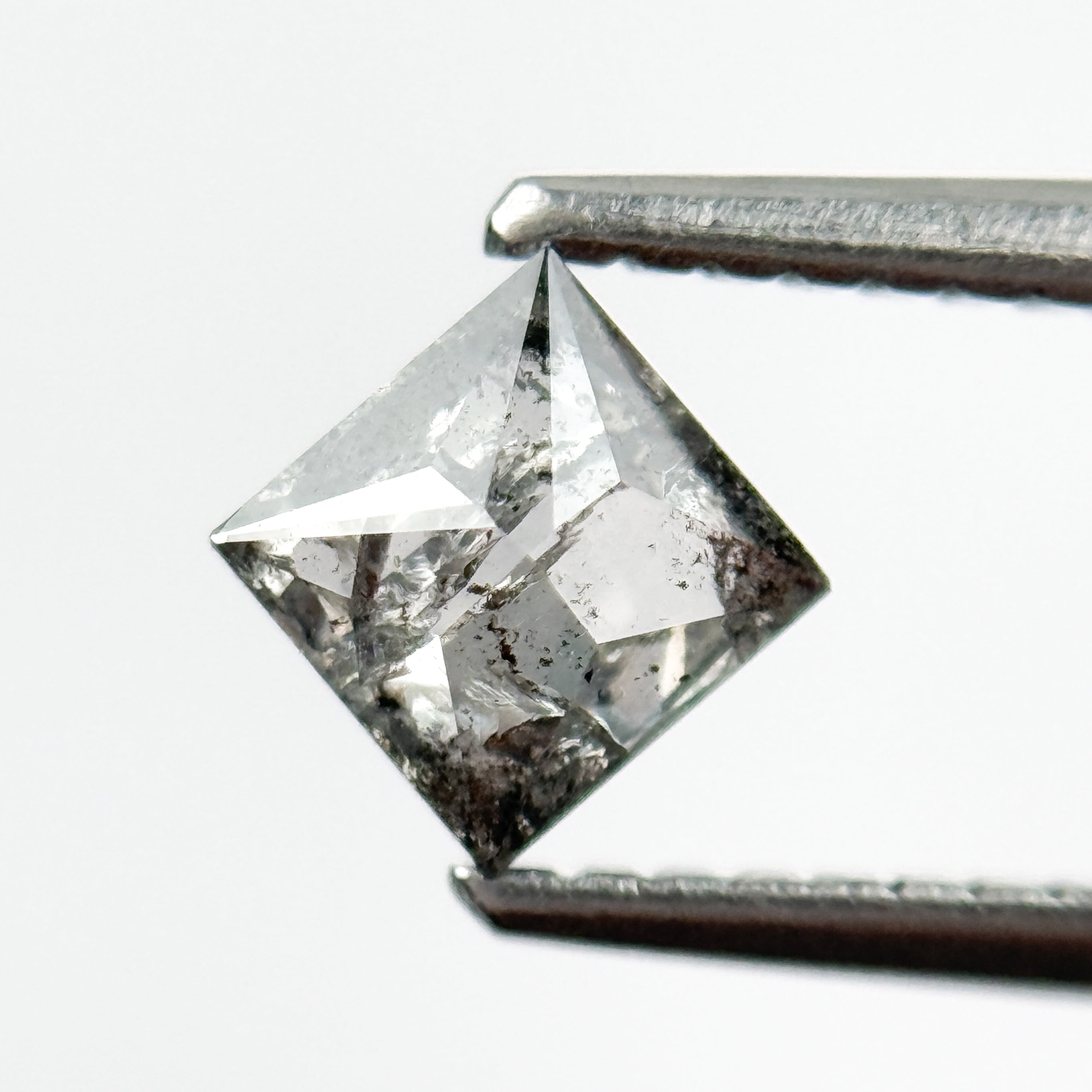 0.58 Ct Princess Rose Cut Grey Natural Salt and Pepper Diamond