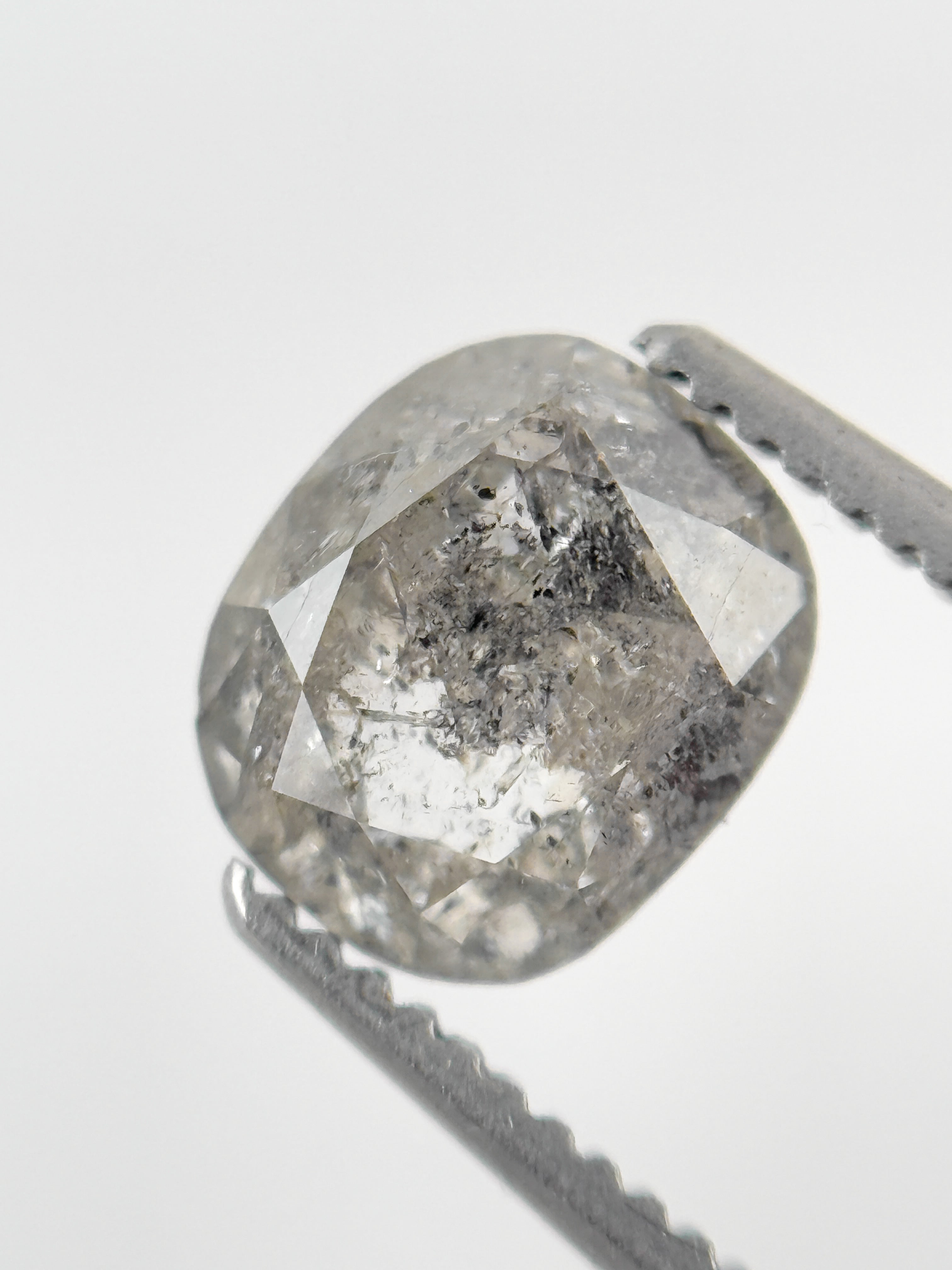 1.61 Ct Cushion Rose Cut Grey Natural Fancy Diamond