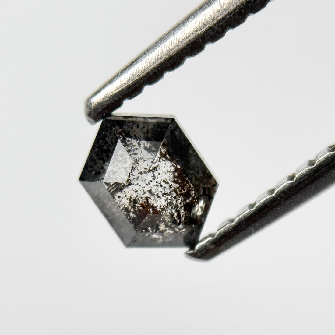 0.39 Ct Hexagon Rose Cut Grey Natural Salt and Pepper Diamond