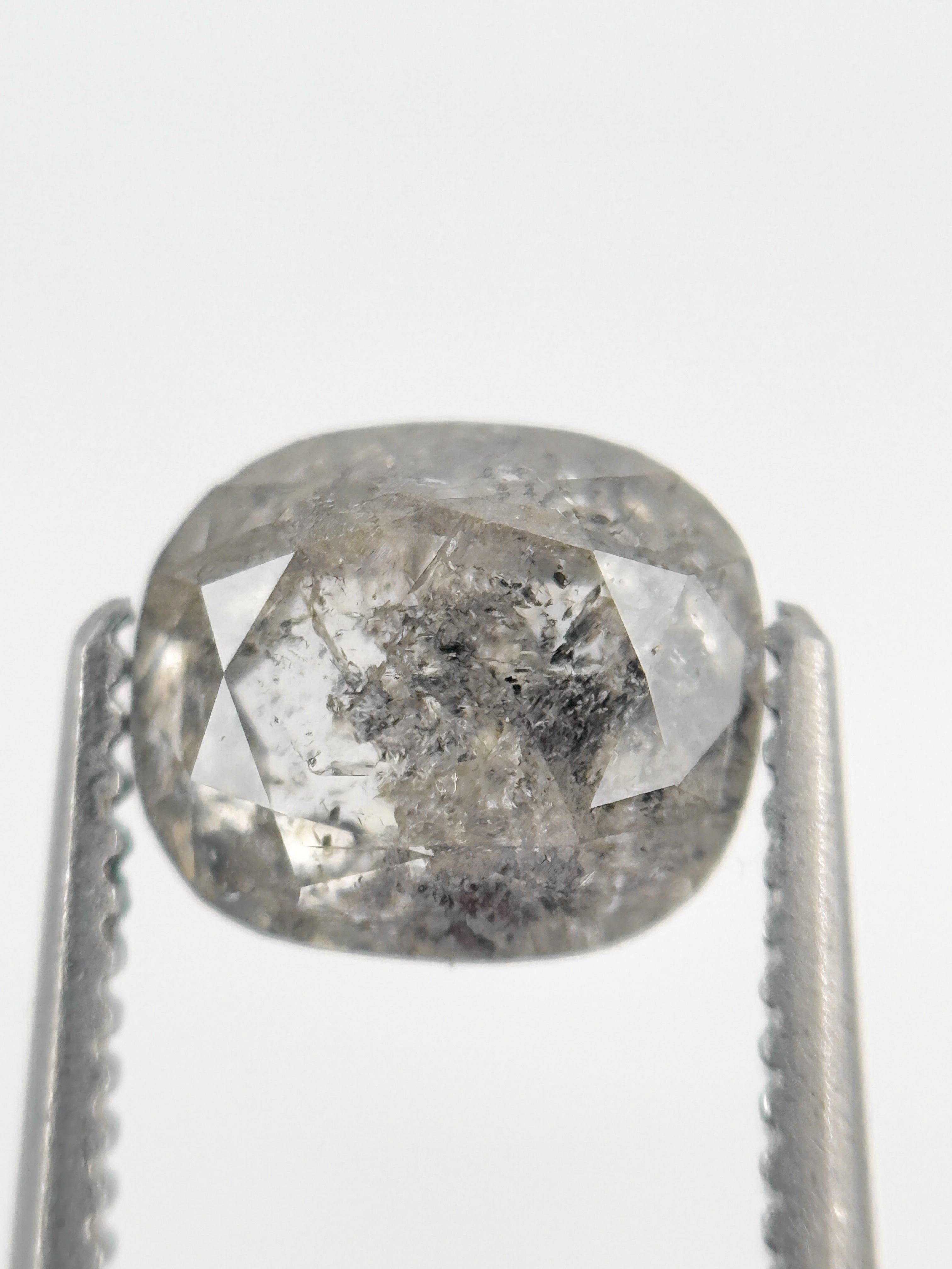 1.61 Ct Cushion Rose Cut Grey Natural Fancy Diamond