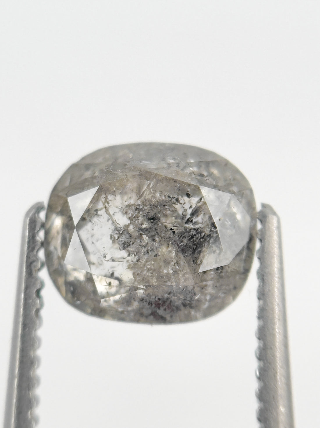 1.61 Ct Cushion Rose Cut Grey Natural Fancy Diamond