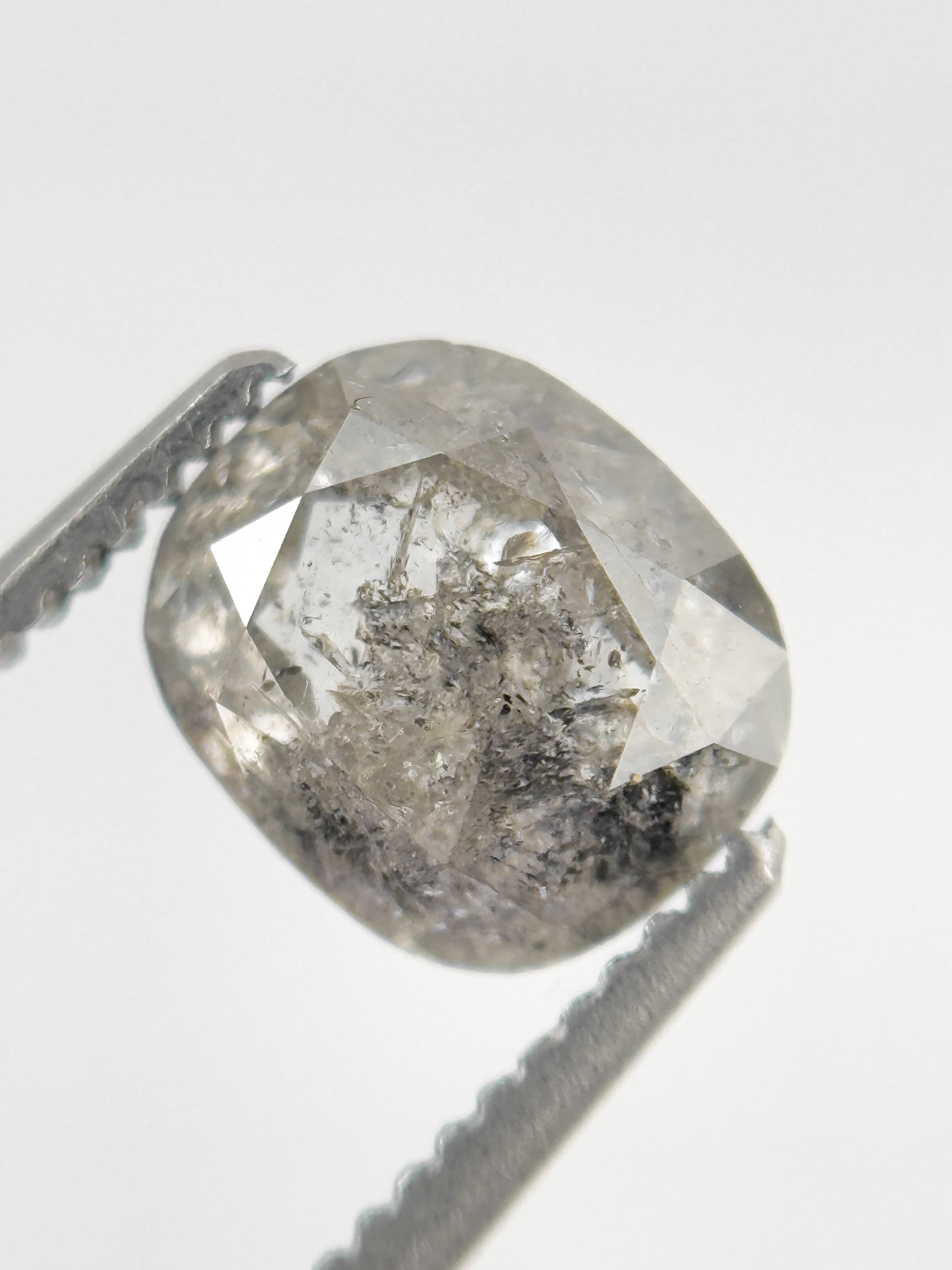 1.61 Ct Cushion Rose Cut Grey Natural Fancy Diamond