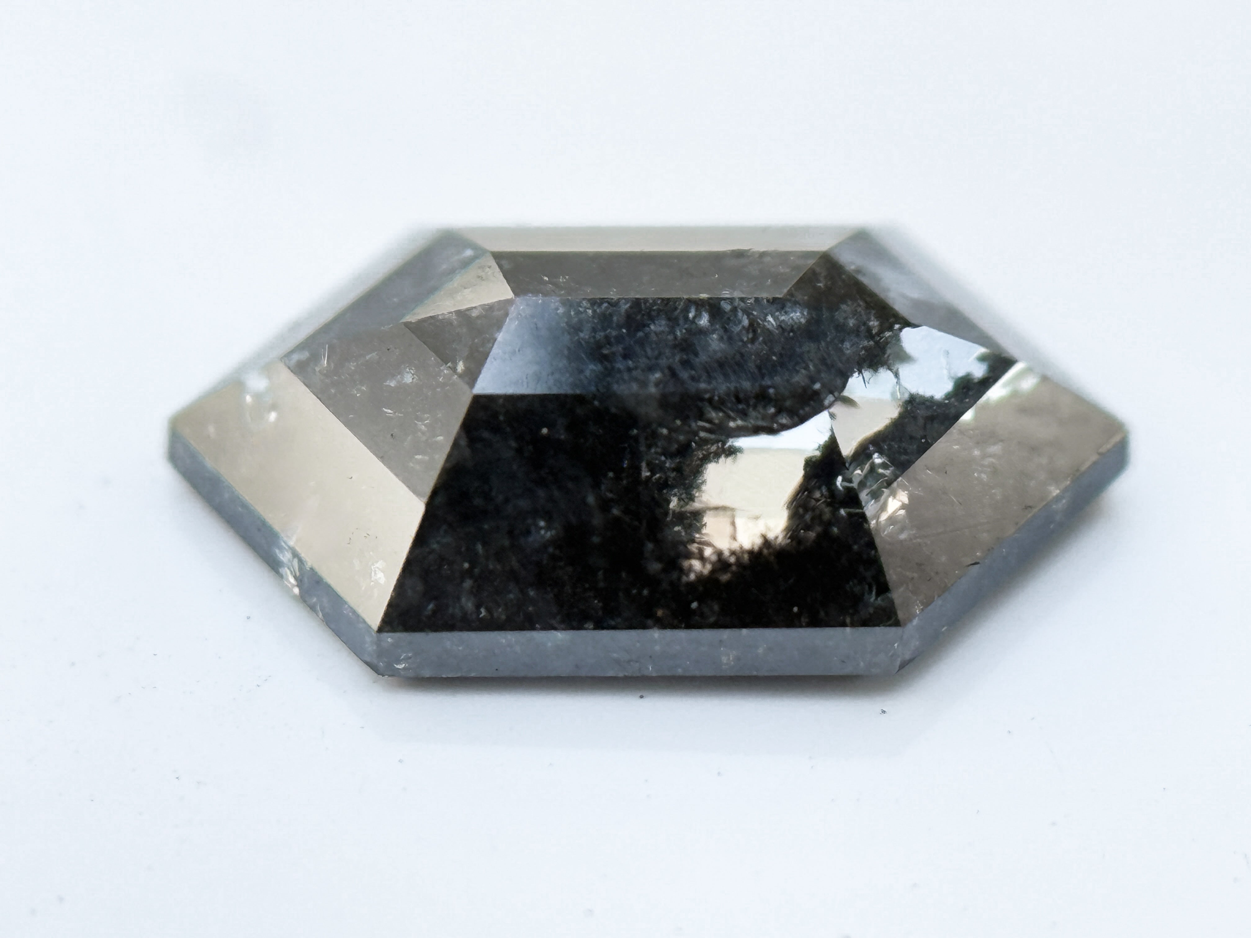 1.73 Ct Hexagon Rose Cut Grey Natural Salt and Pepper Diamond
