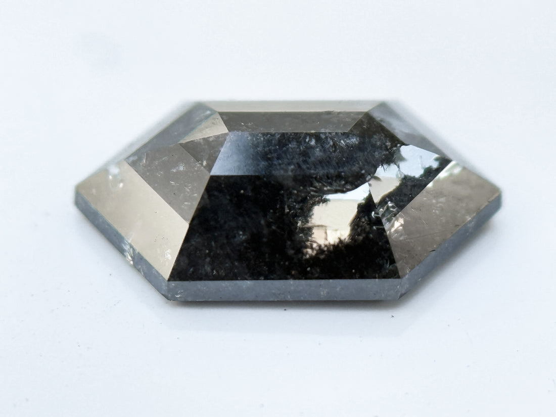 1.73 Ct Hexagon Rose Cut Grey Natural Salt and Pepper Diamond