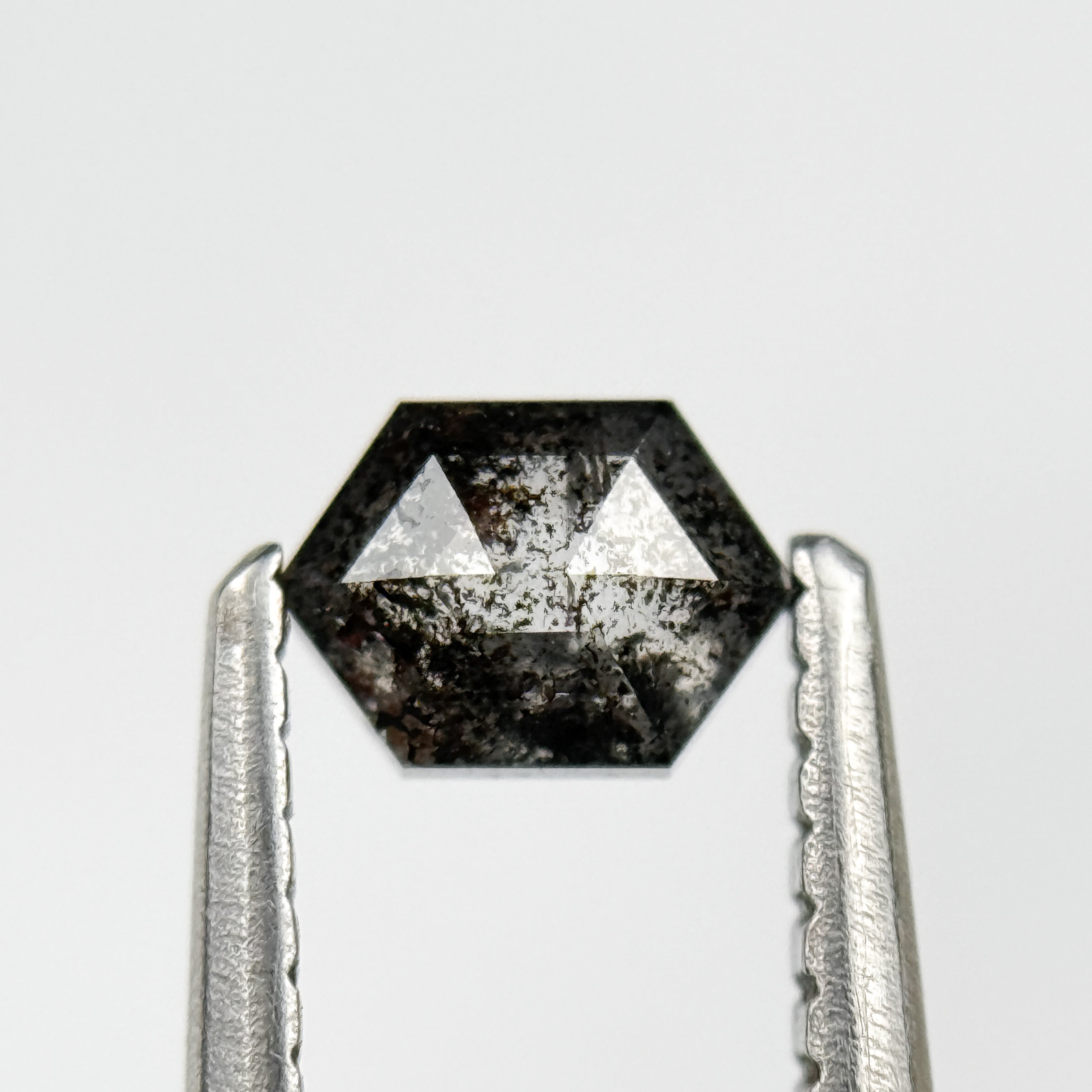 0.39 Ct Hexagon Rose Cut Grey Natural Salt and Pepper Diamond