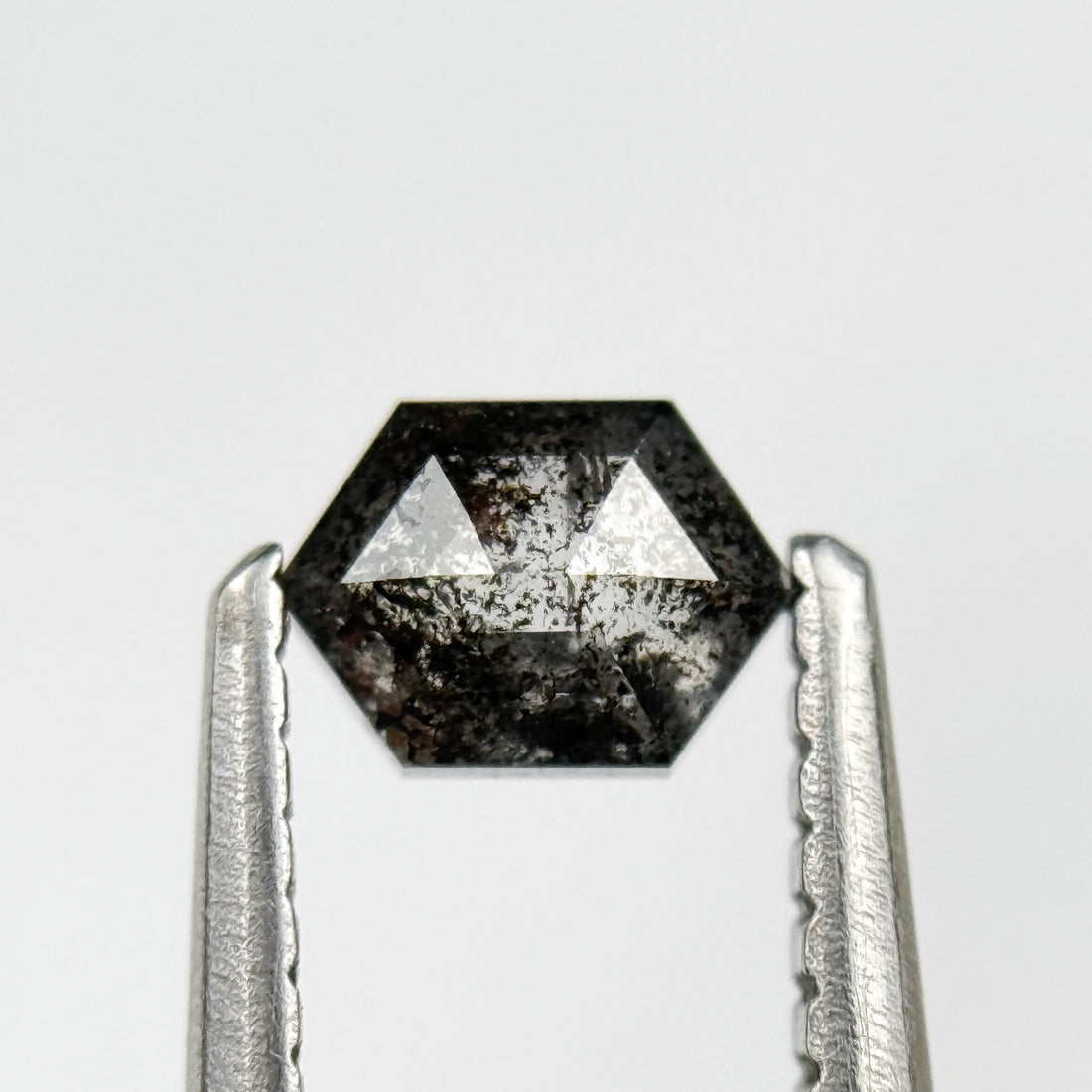 0.39 Ct Hexagon Rose Cut Grey Natural Salt and Pepper Diamond
