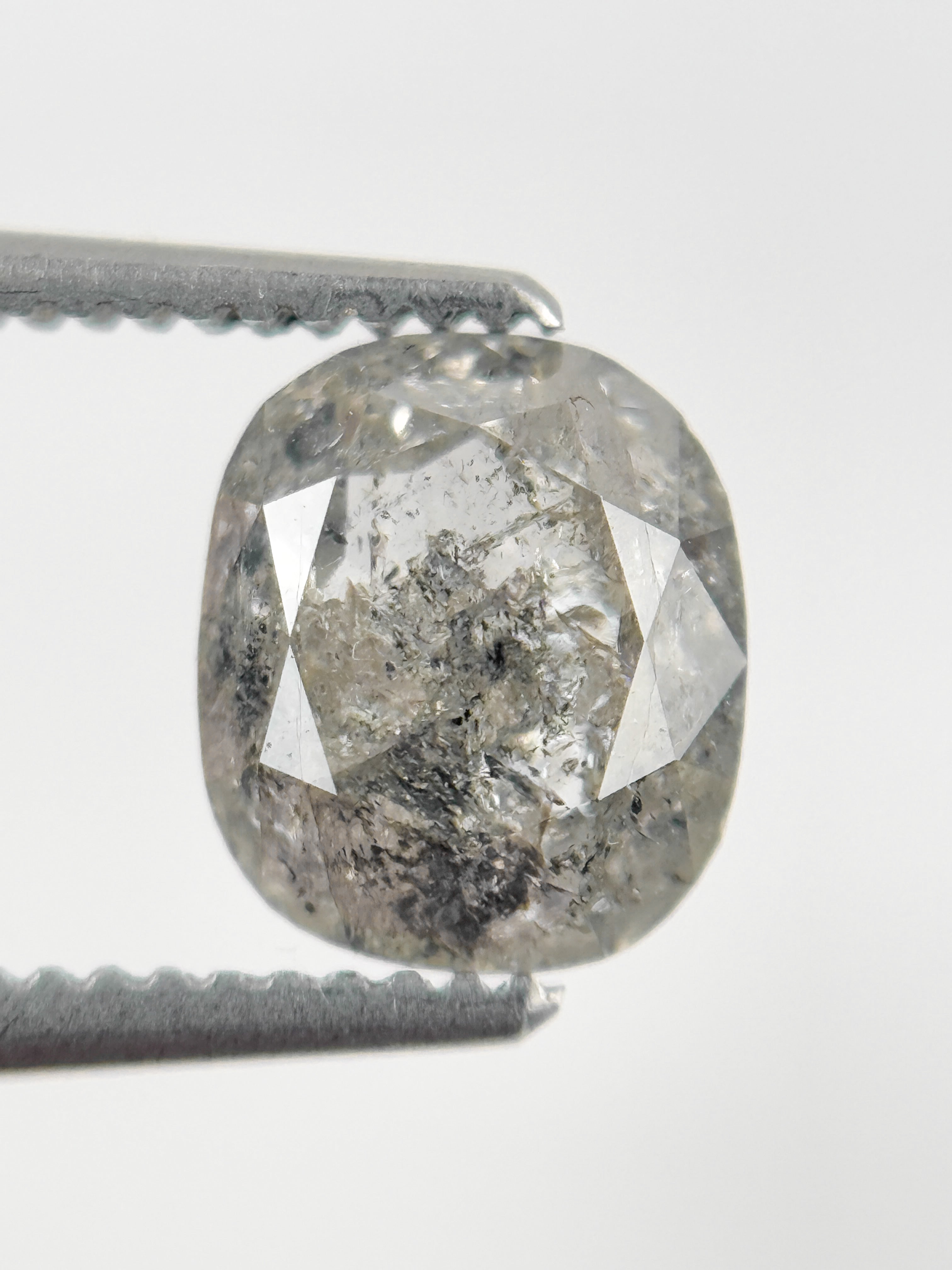 1.61 Ct Cushion Rose Cut Grey Natural Fancy Diamond