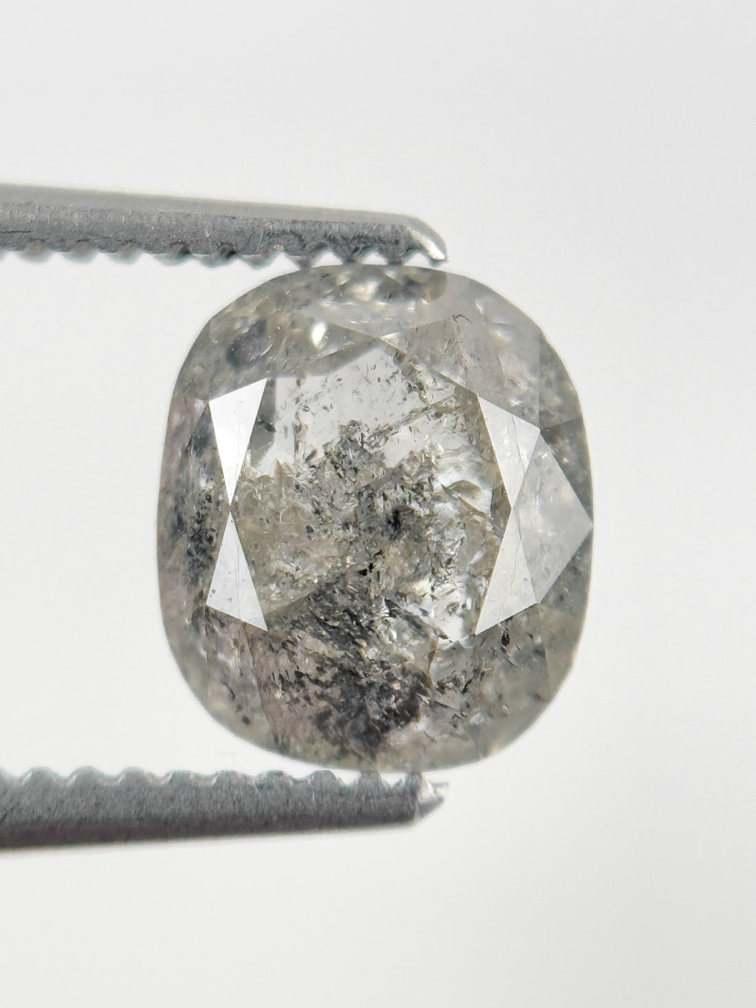 1.61 Ct Cushion Rose Cut Grey Natural Fancy Diamond