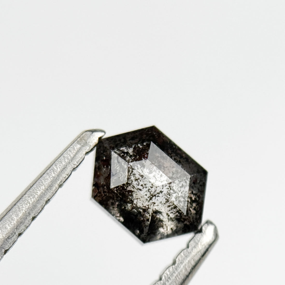 0.39 Ct Hexagon Rose Cut Grey Natural Salt and Pepper Diamond