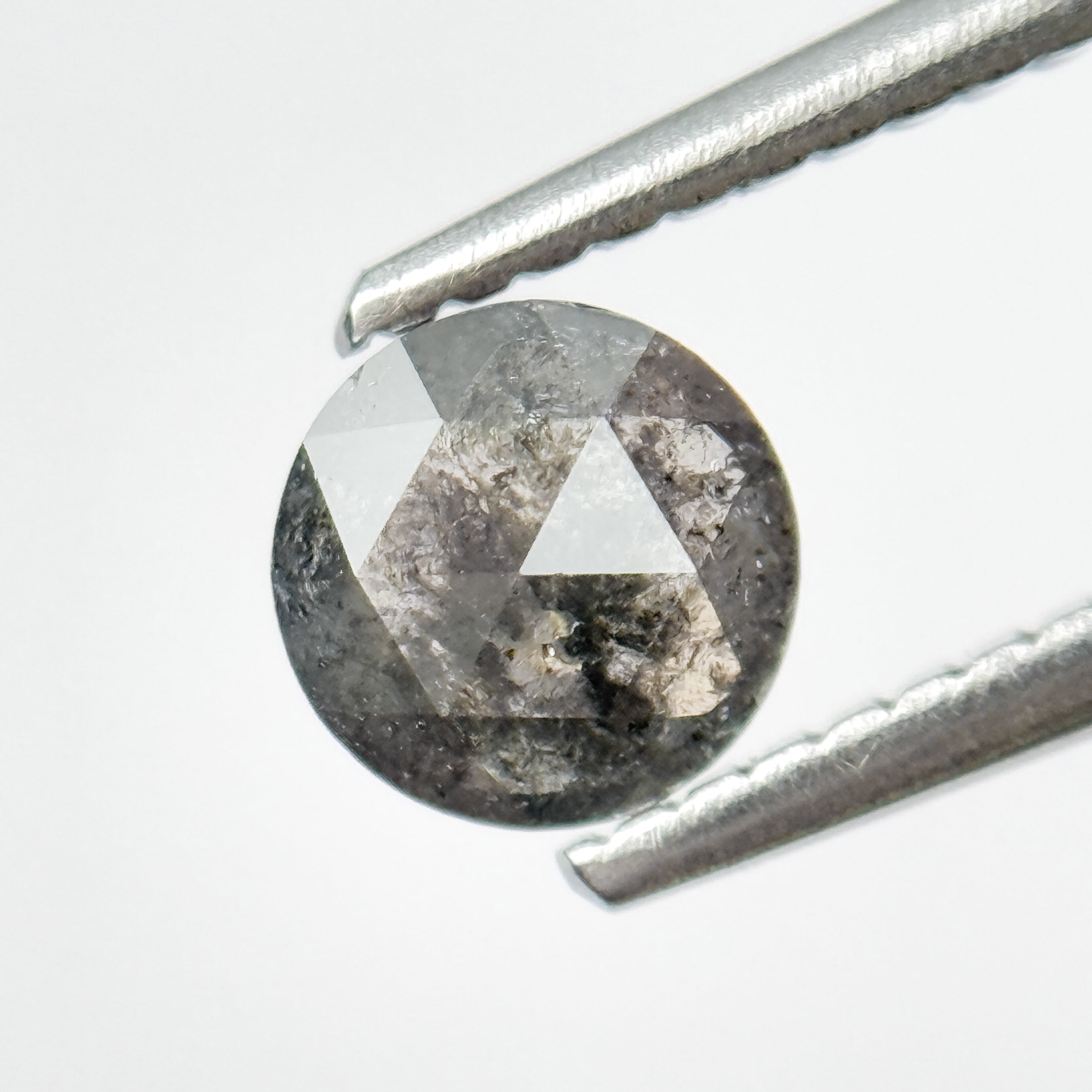 0.51 Ct Round Rose Cut Grey Natural Salt and Pepper Diamond