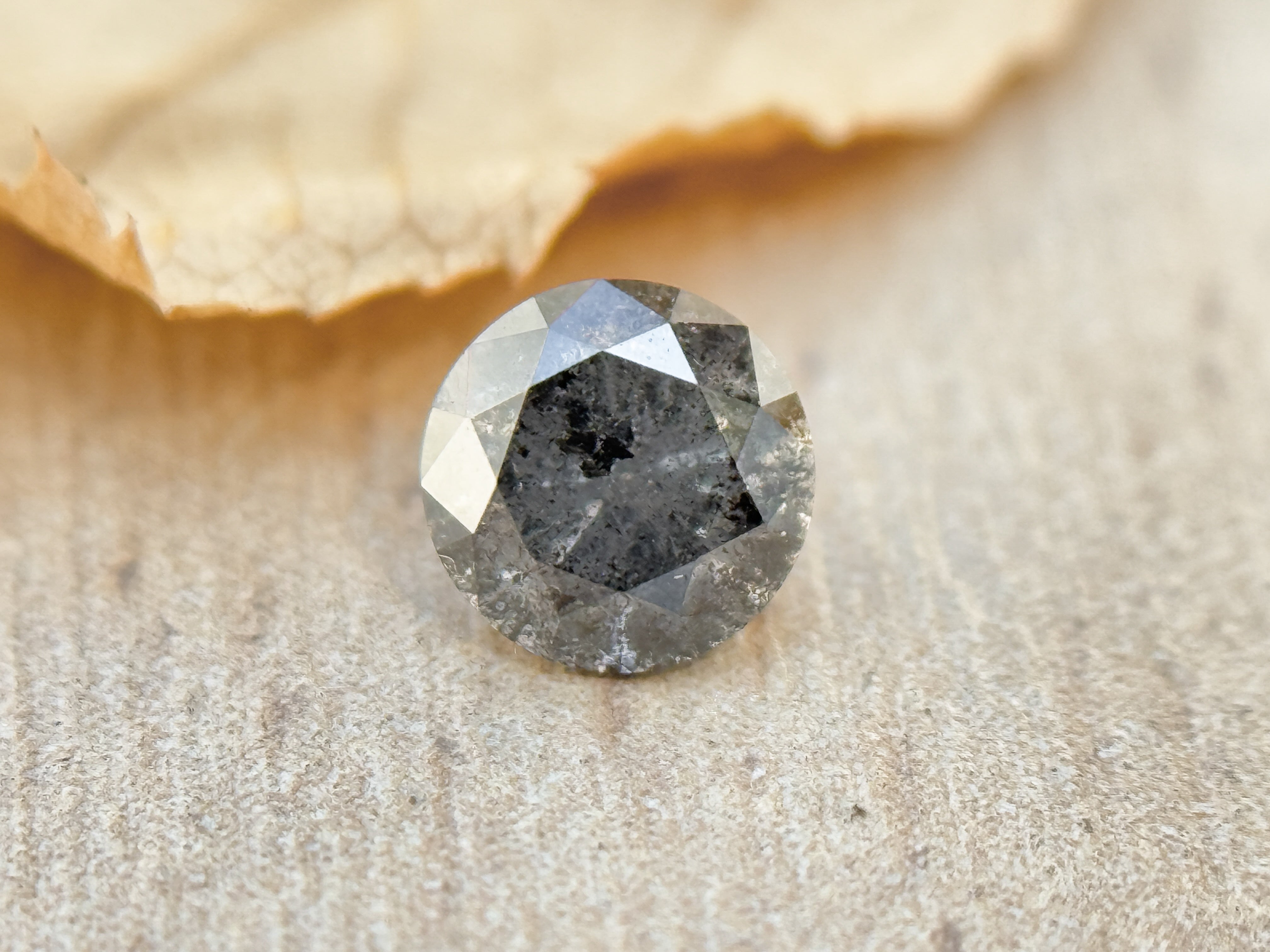0.40 Ct Round Brilliant Cut Grey Natural Salt and Pepper Diamond