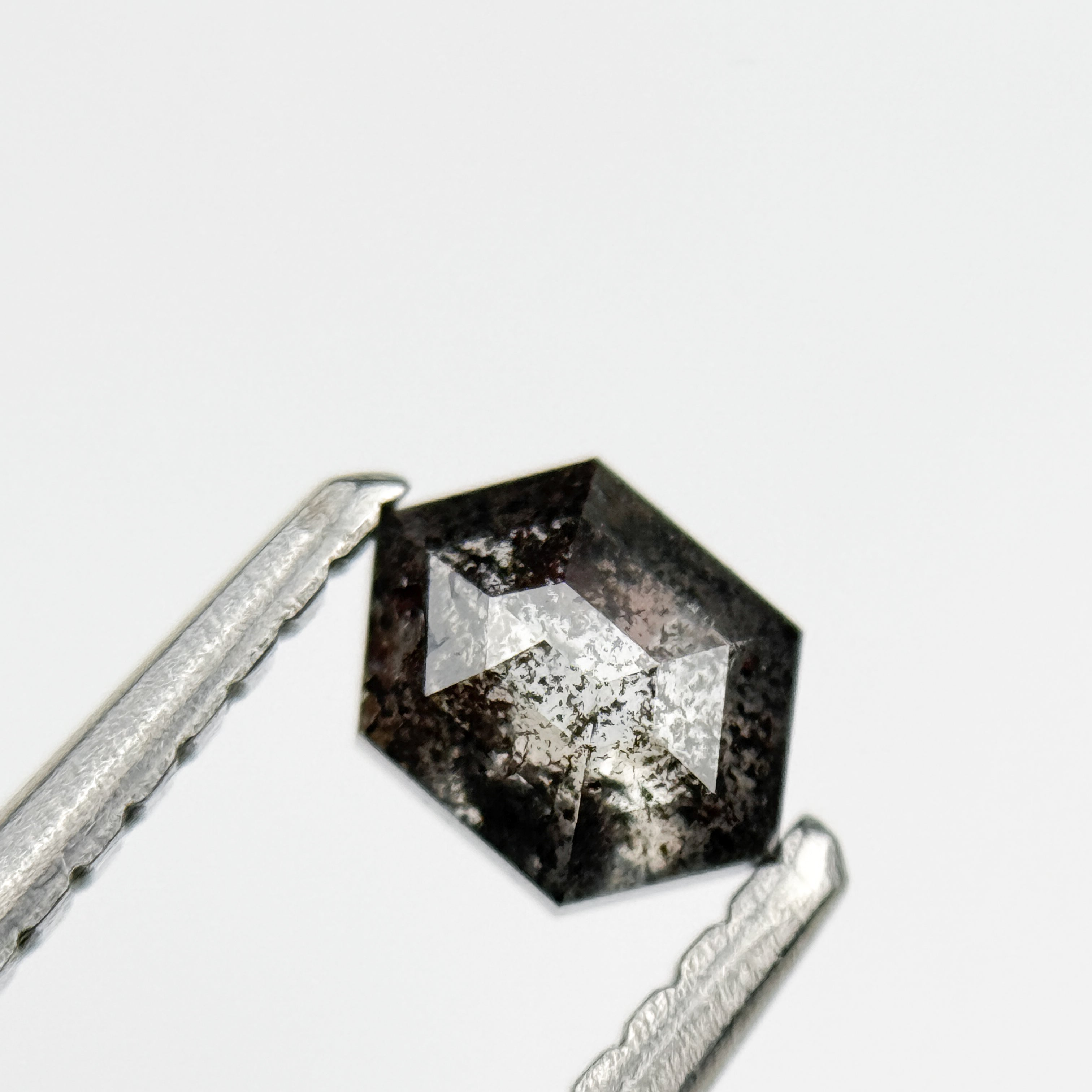 0.39 Ct Hexagon Rose Cut Grey Natural Salt and Pepper Diamond