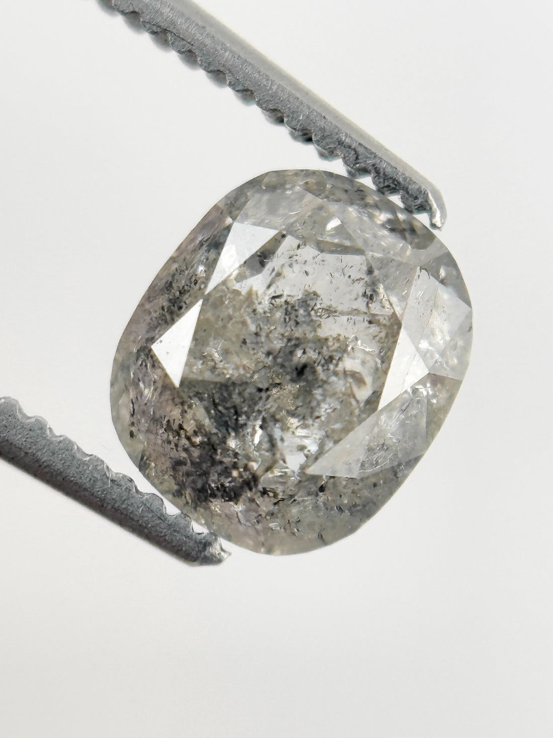 1.61 Ct Cushion Rose Cut Grey Natural Fancy Diamond