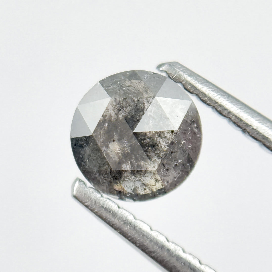 0.51 Ct Round Rose Cut Grey Natural Salt and Pepper Diamond