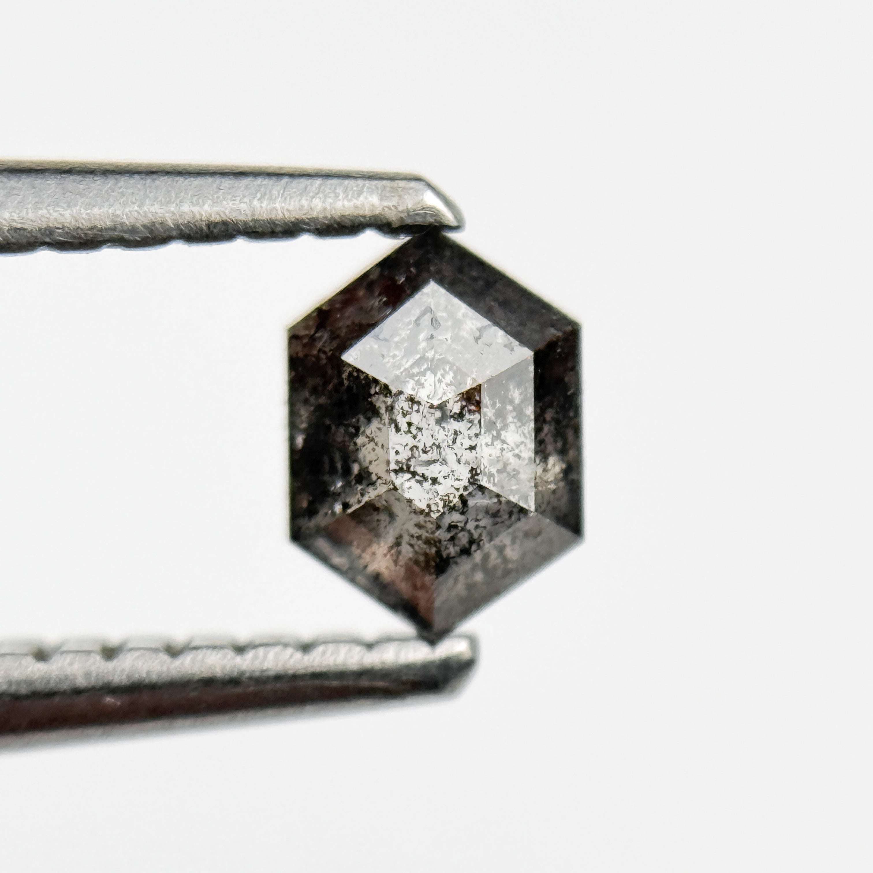 0.39 Ct Hexagon Rose Cut Grey Natural Salt and Pepper Diamond