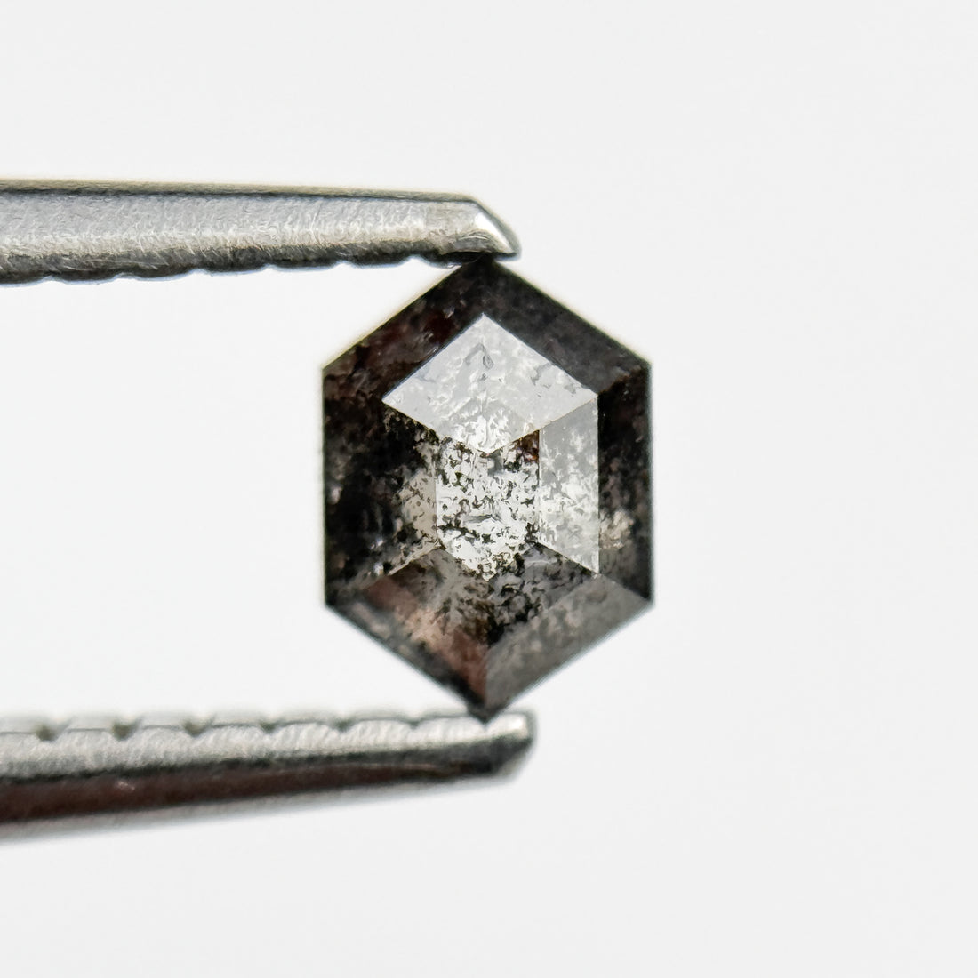 0.39 Ct Hexagon Rose Cut Grey Natural Salt and Pepper Diamond