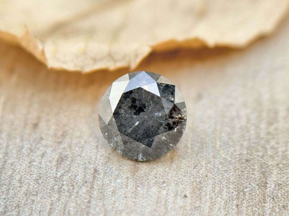 0.40 Ct Round Brilliant Cut Grey Natural Salt and Pepper Diamond