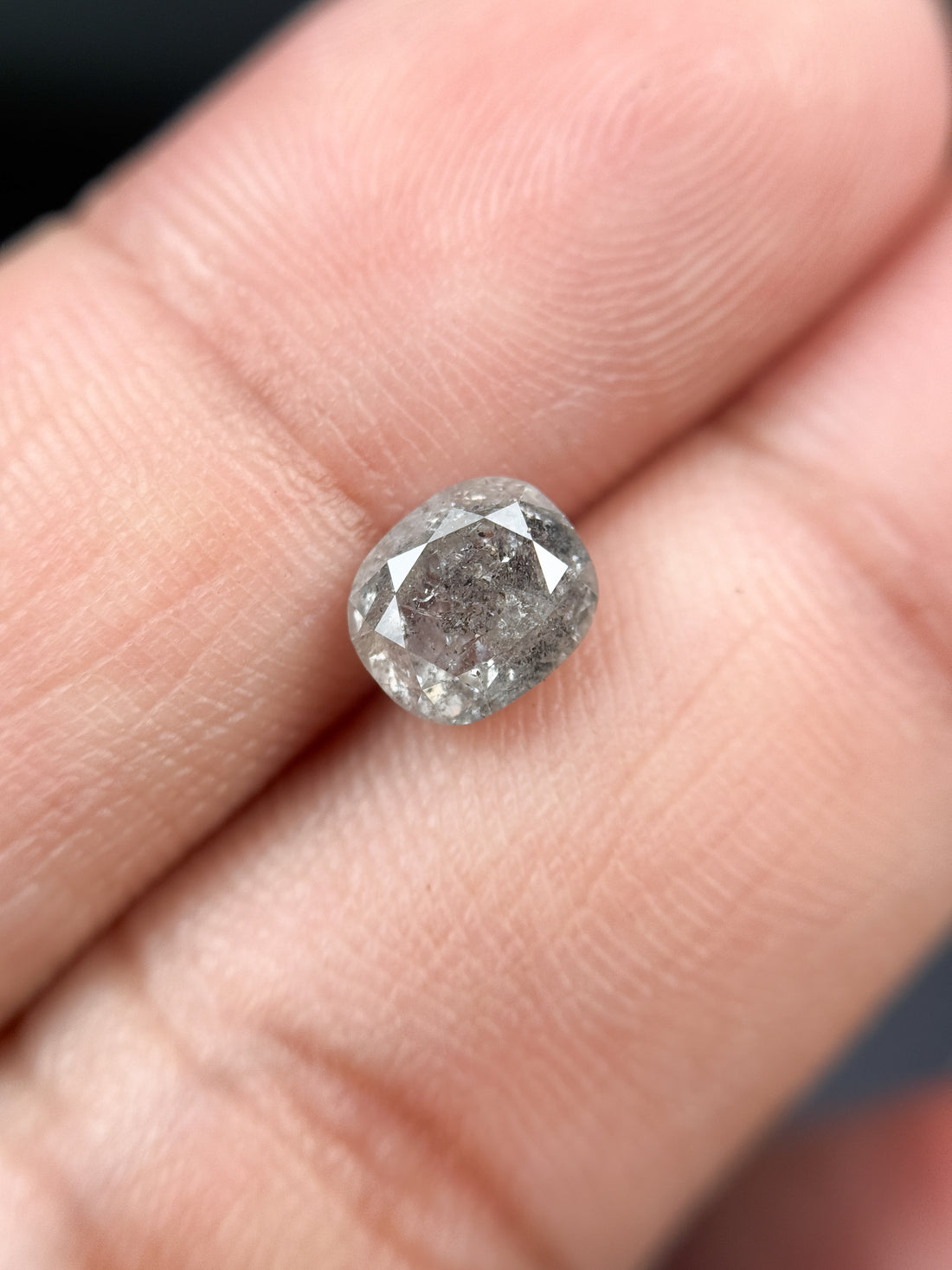 1.61 Ct Cushion Rose Cut Grey Natural Fancy Diamond