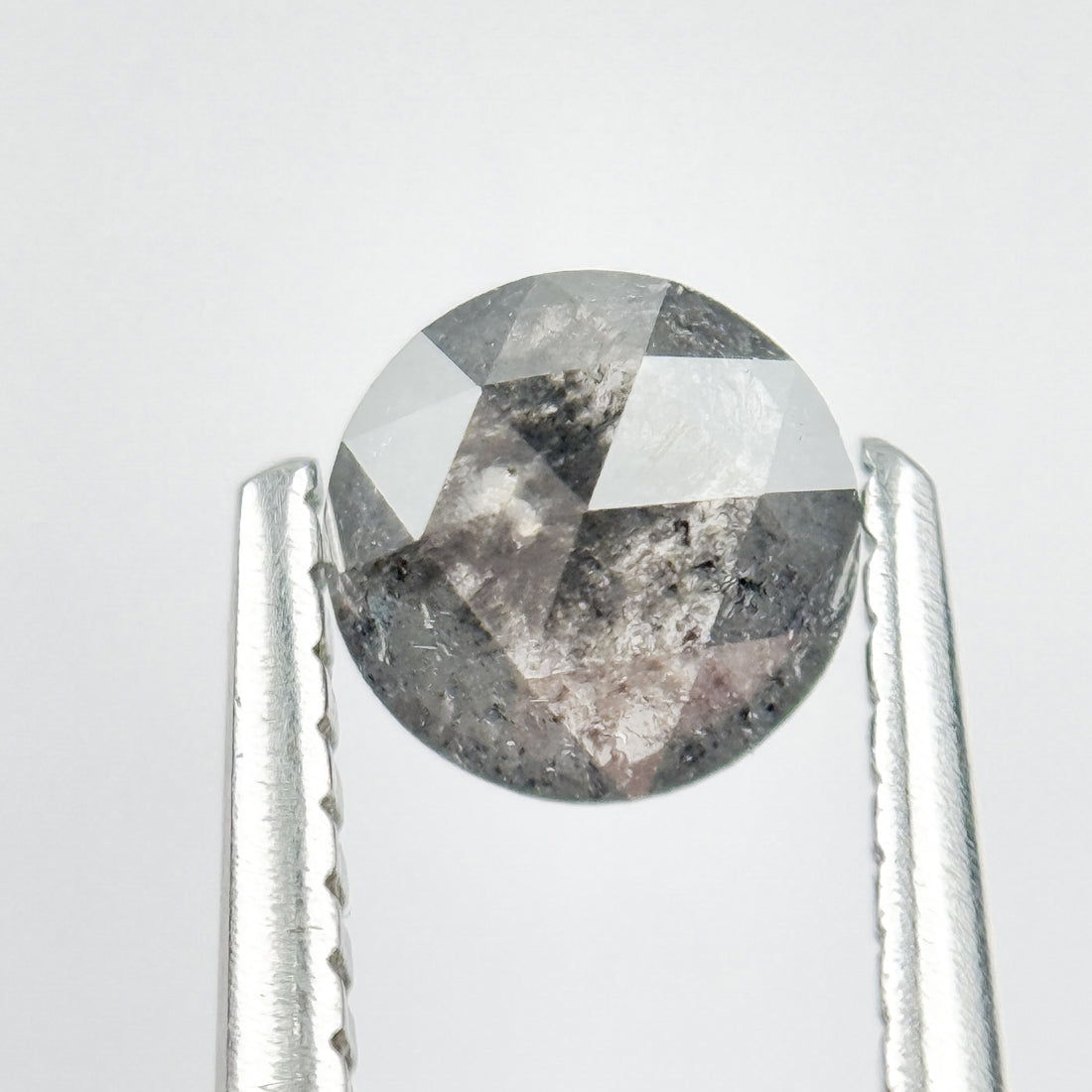 0.51 Ct Round Rose Cut Grey Natural Salt and Pepper Diamond