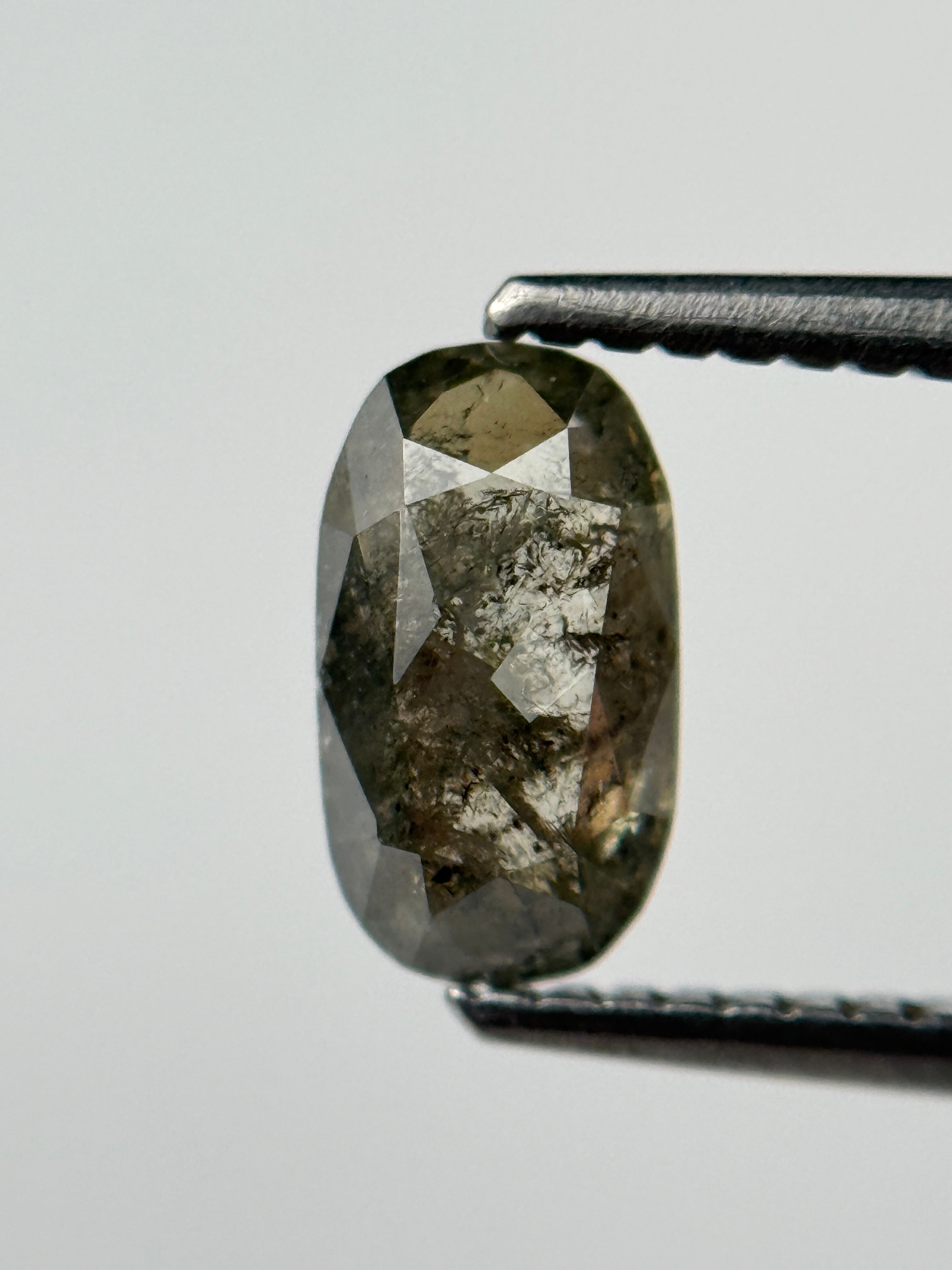 1.0 Ct Oval Rose Cut Grey Natural Salt and Pepper Diamond