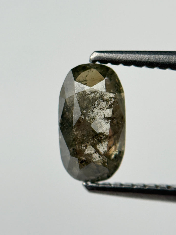 1.0 Ct Oval Rose Cut Grey Natural Salt and Pepper Diamond