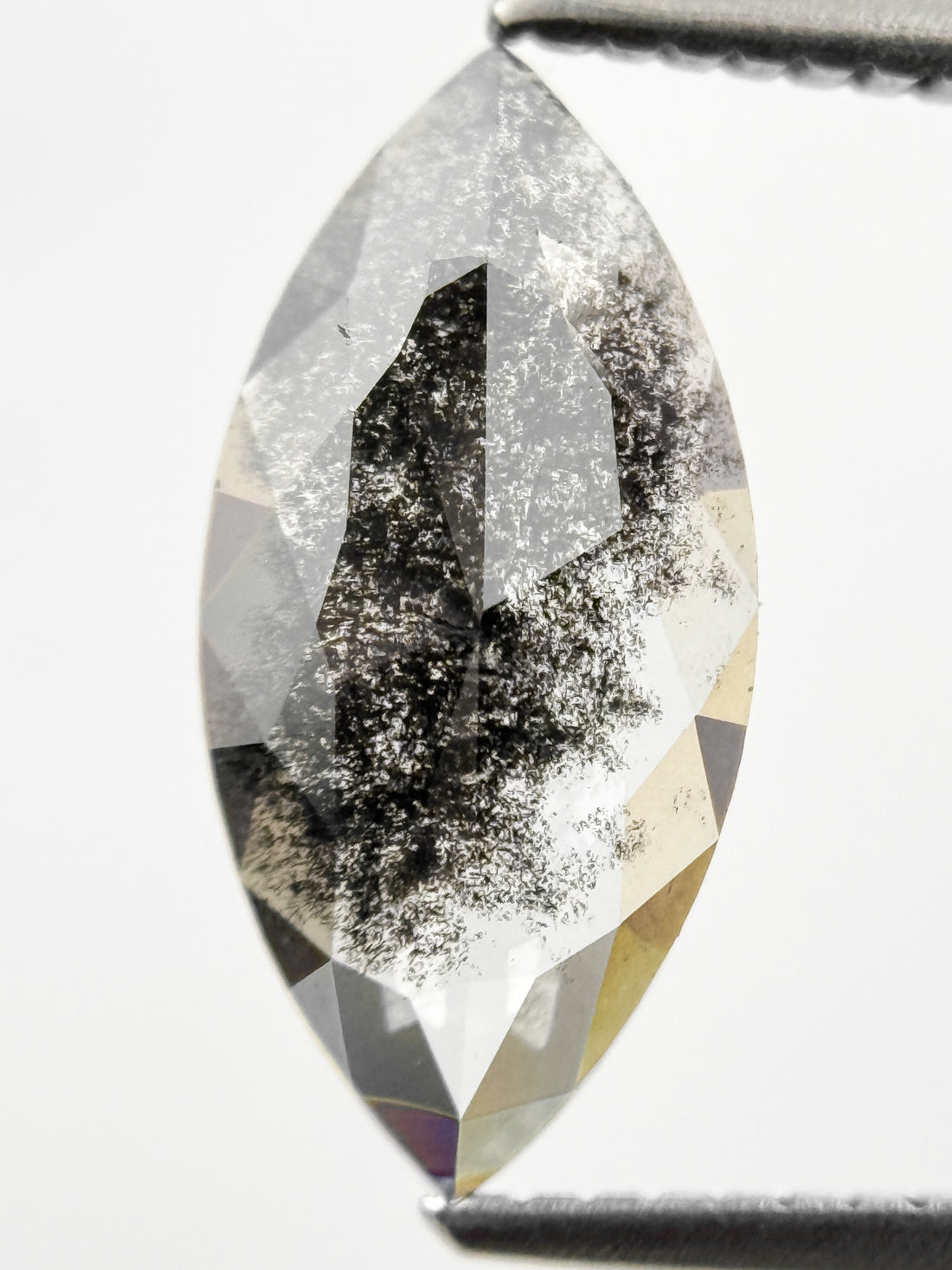 1.73 Ct Marquise Rose Cut Grey Natural Galaxy Diamond