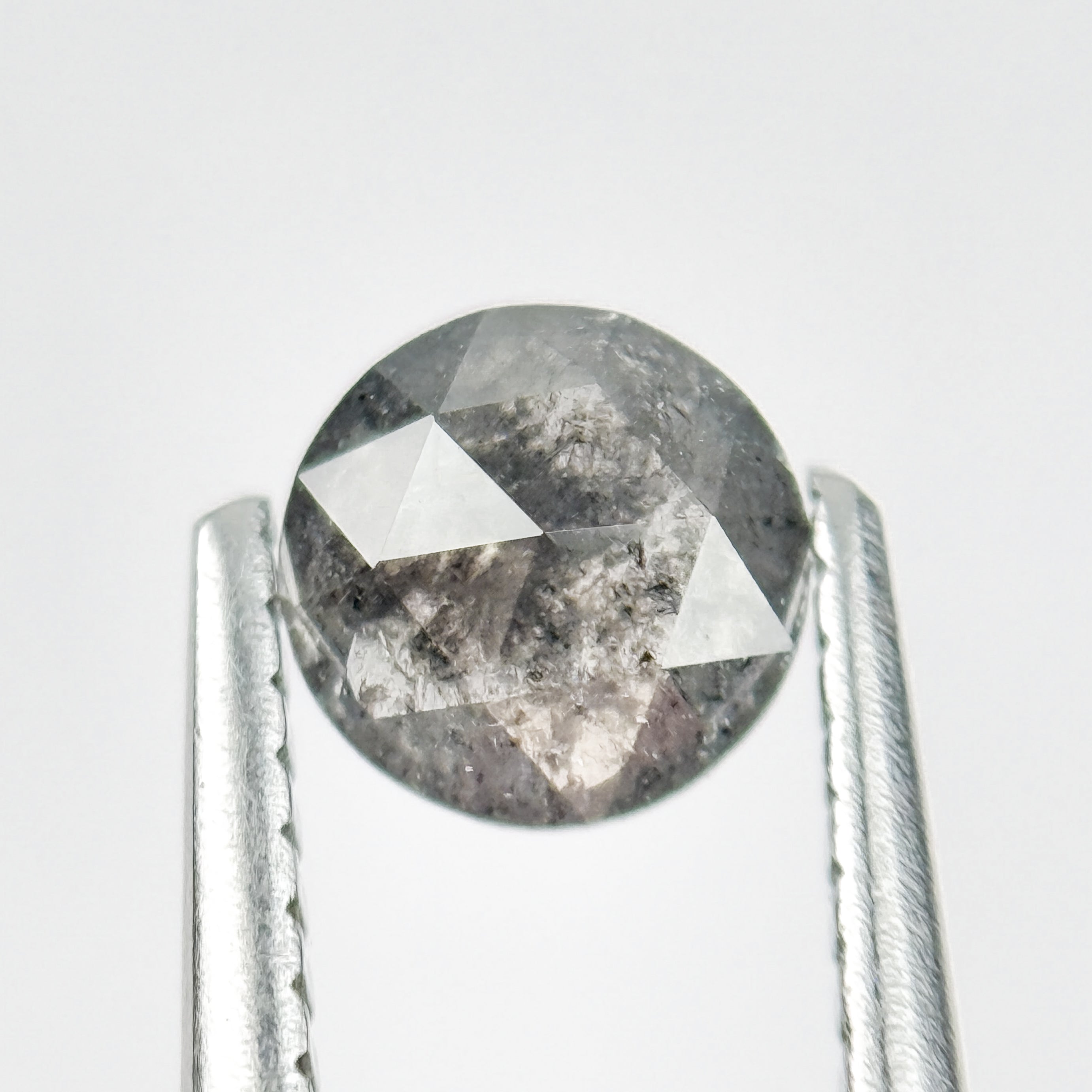 0.51 Ct Round Rose Cut Grey Natural Salt and Pepper Diamond