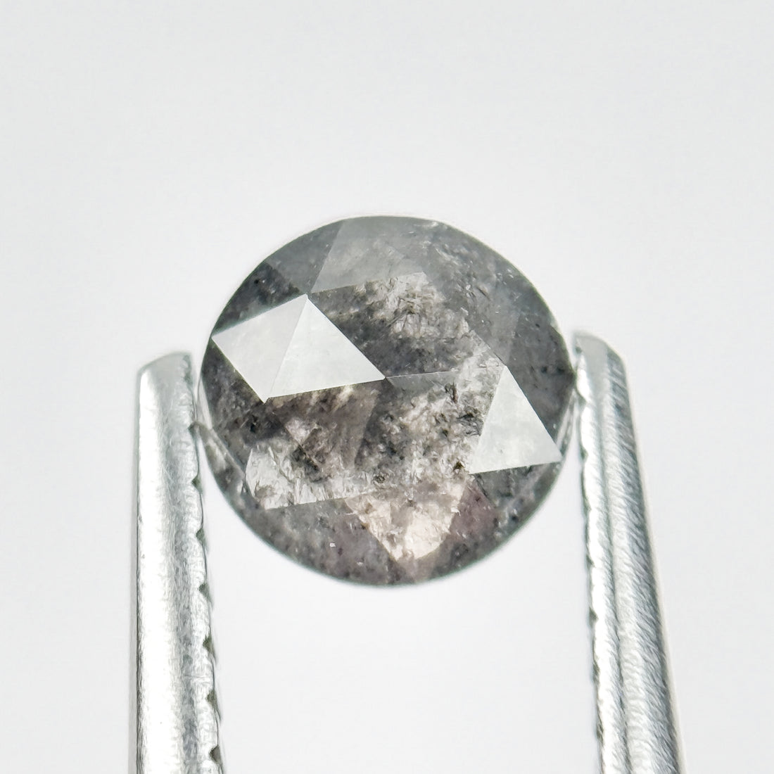 0.51 Ct Round Rose Cut Grey Natural Salt and Pepper Diamond