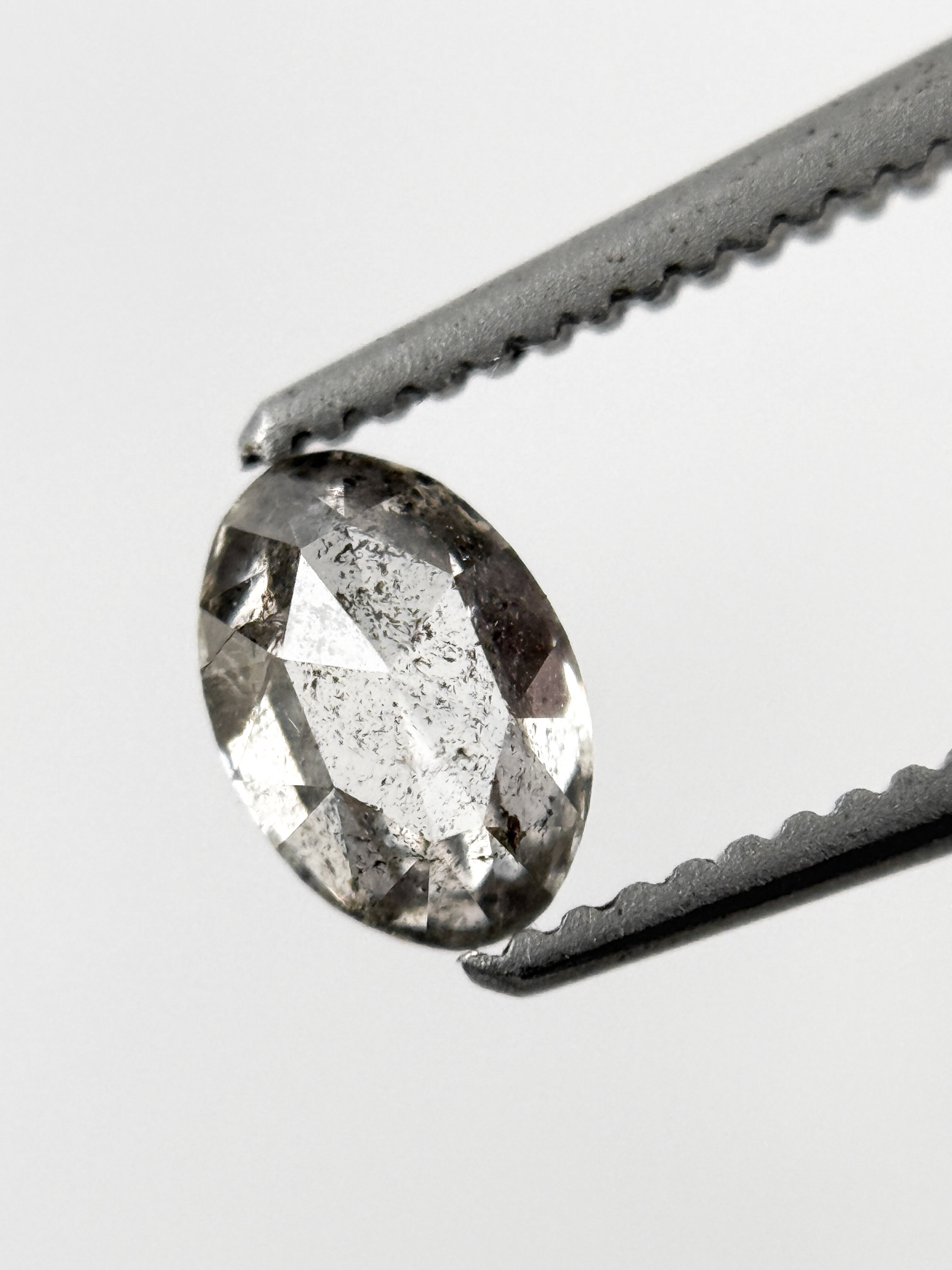 0.52 Ct Oval Rose Cut Grey Natural Minimalist Diamond
