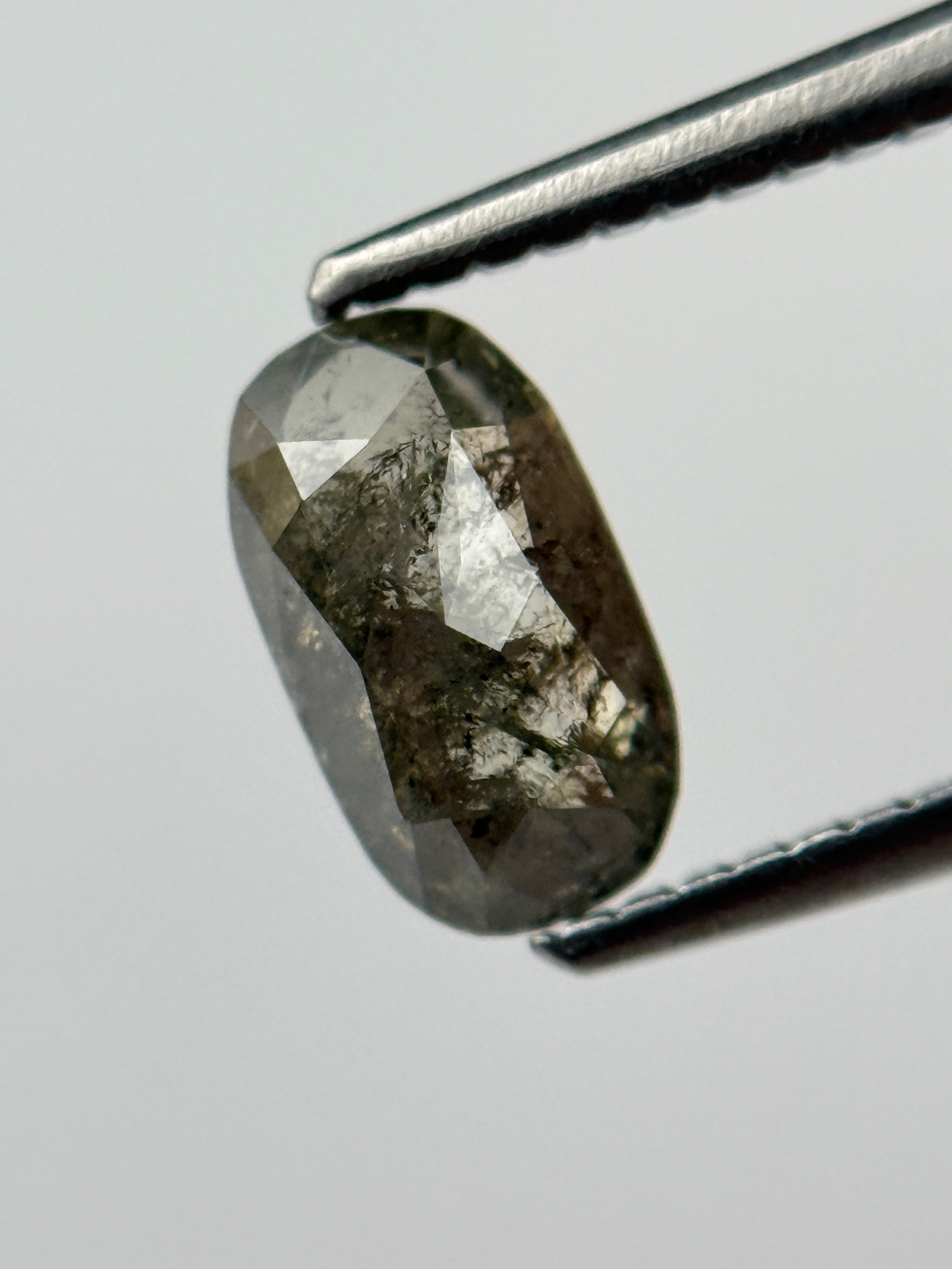 1.0 Ct Oval Rose Cut Grey Natural Salt and Pepper Diamond