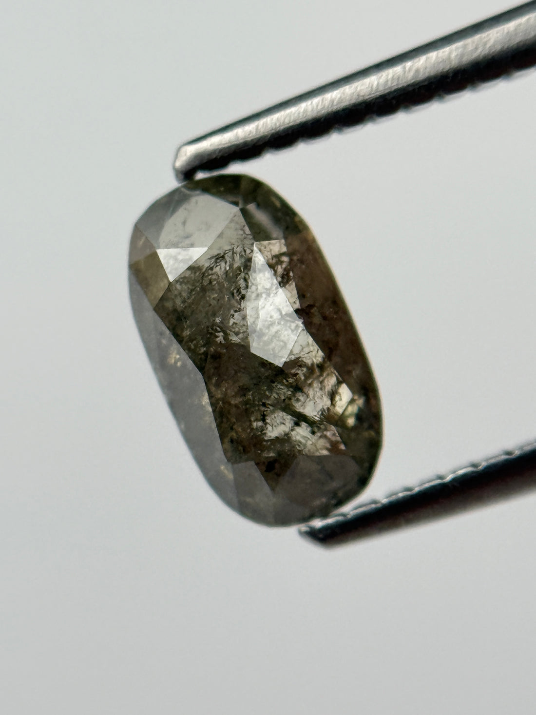 1.0 Ct Oval Rose Cut Grey Natural Salt and Pepper Diamond