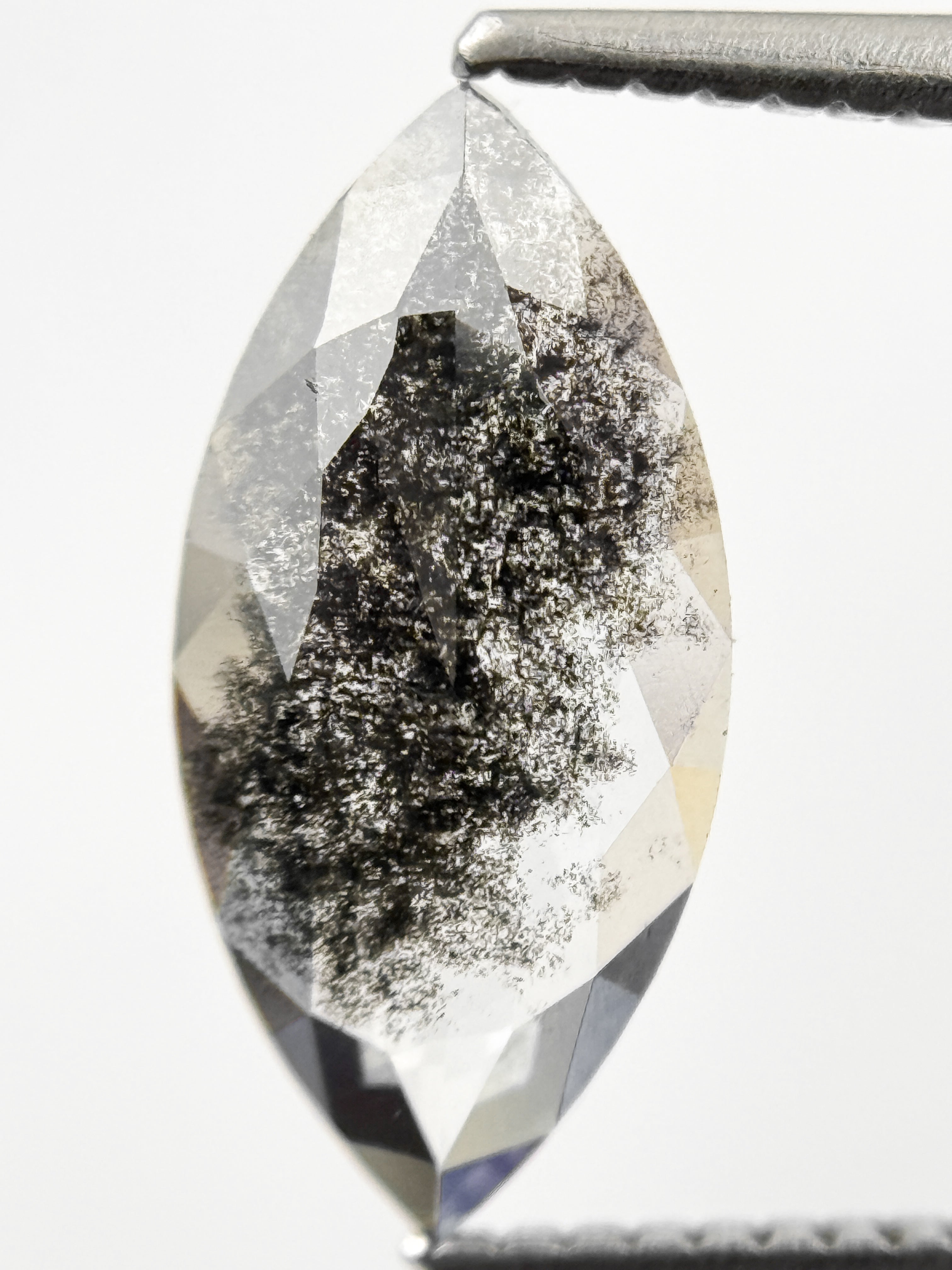 1.73 Ct Marquise Rose Cut Grey Natural Galaxy Diamond