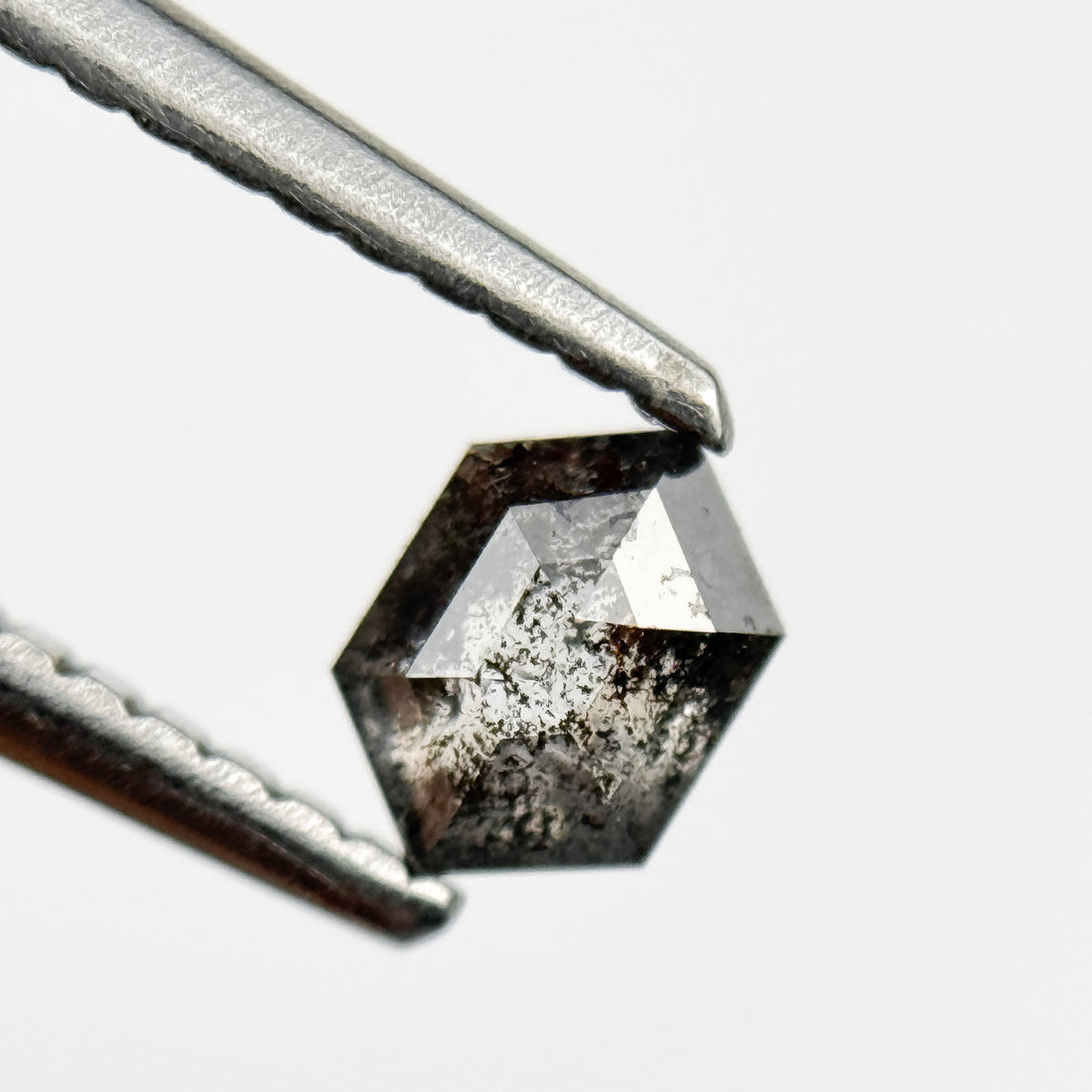 0.39 Ct Hexagon Rose Cut Grey Natural Salt and Pepper Diamond