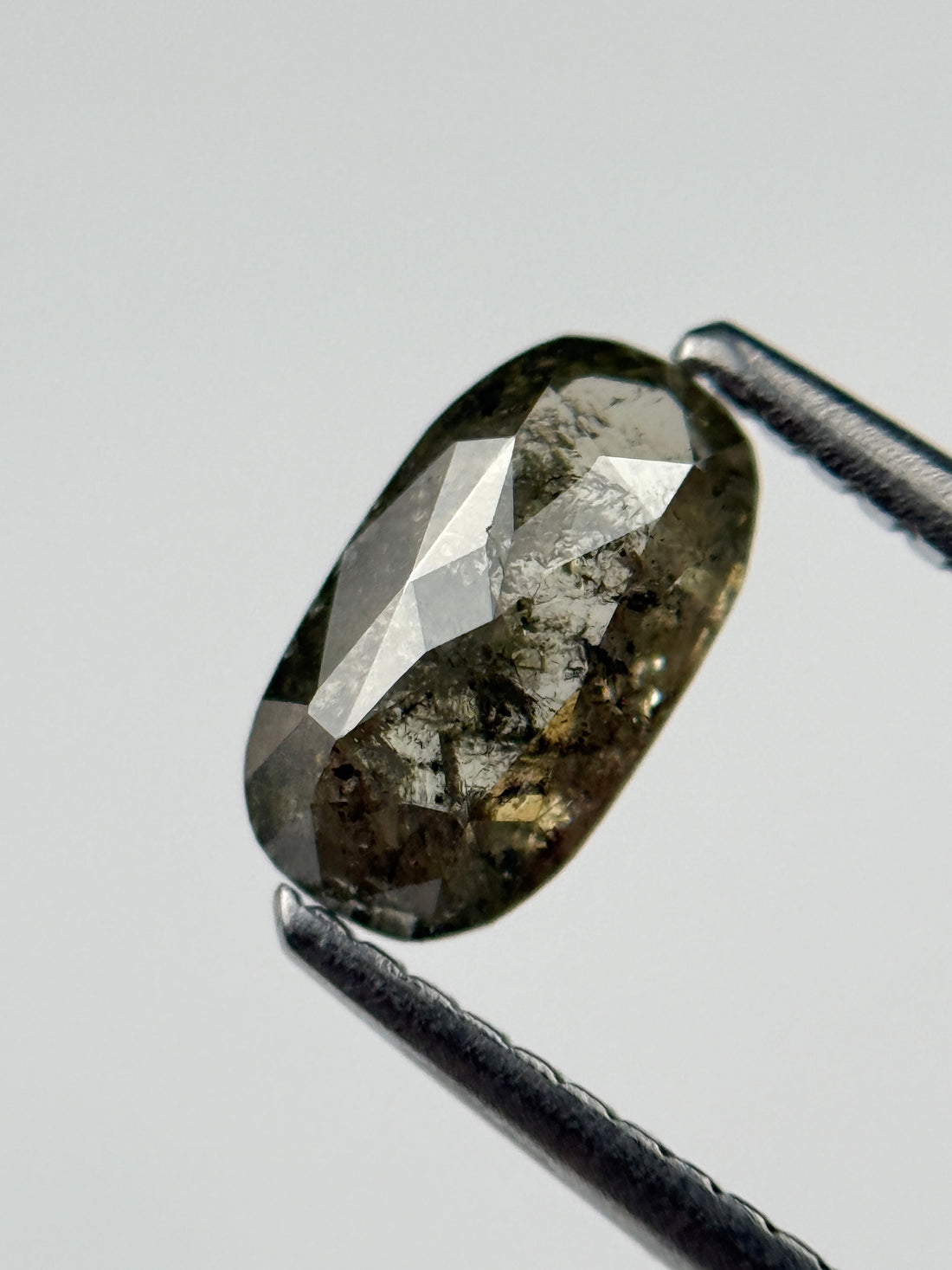 1.0 Ct Oval Rose Cut Grey Natural Salt and Pepper Diamond