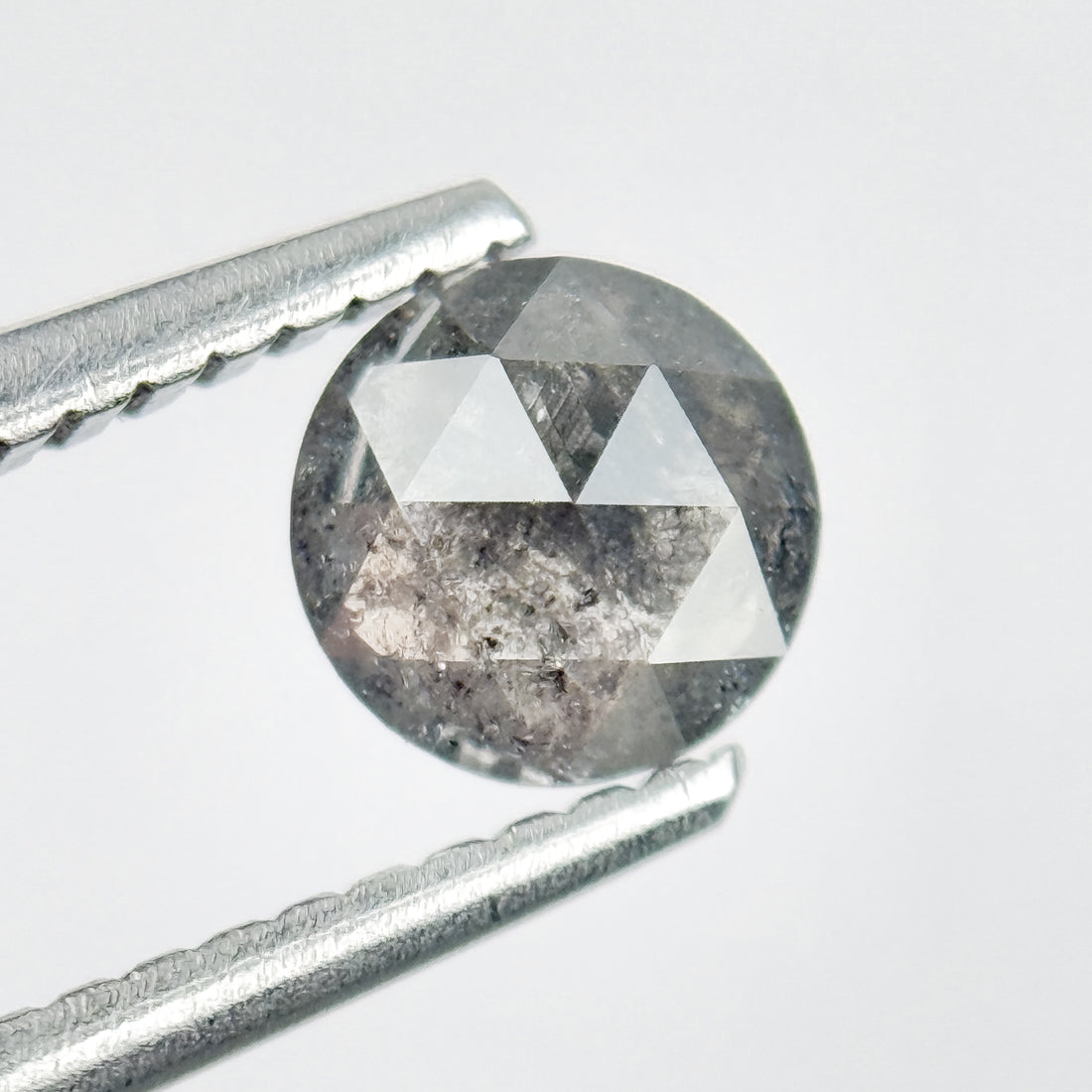 0.51 Ct Round Rose Cut Grey Natural Salt and Pepper Diamond