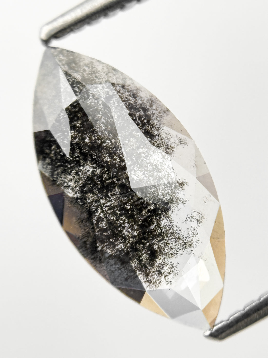 1.73 Ct Marquise Rose Cut Grey Natural Galaxy Diamond