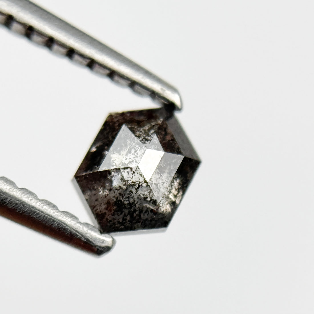 0.39 Ct Hexagon Rose Cut Grey Natural Salt and Pepper Diamond