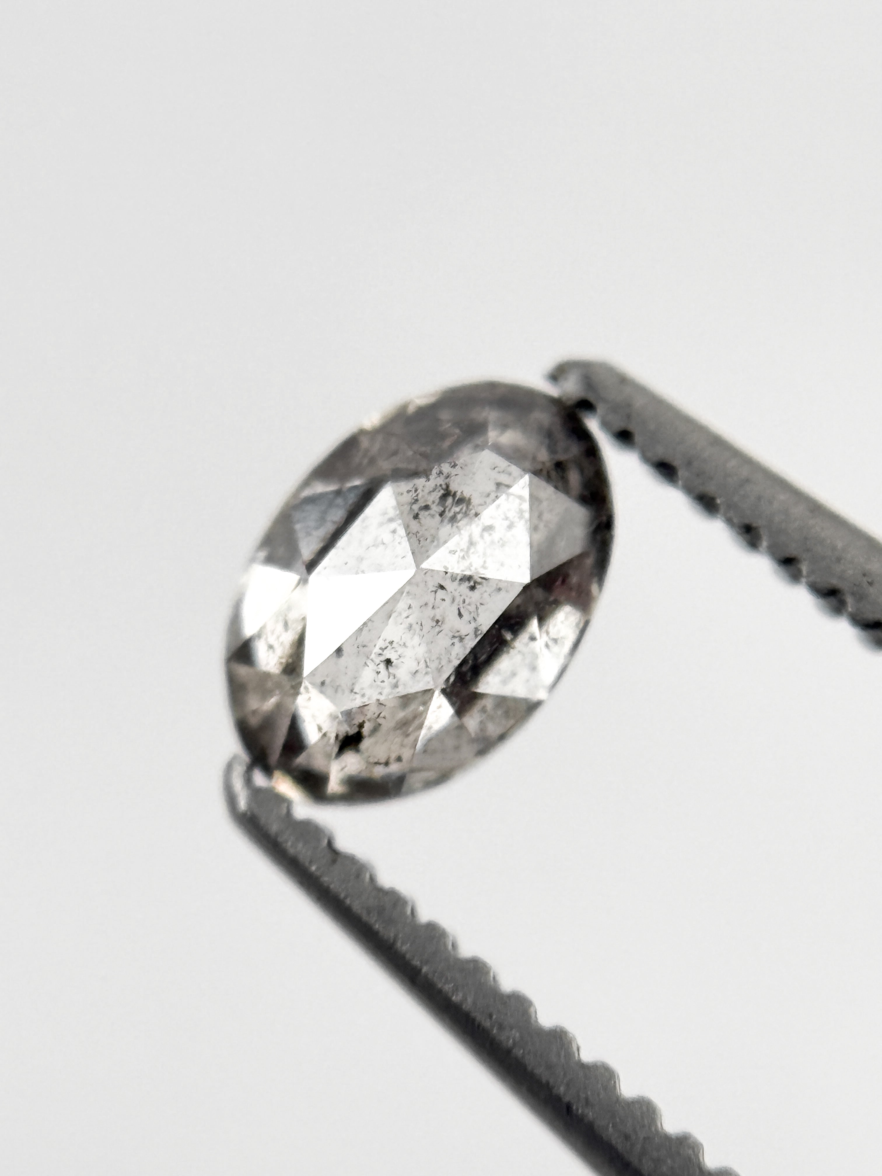 0.52 Ct Oval Rose Cut Grey Natural Minimalist Diamond