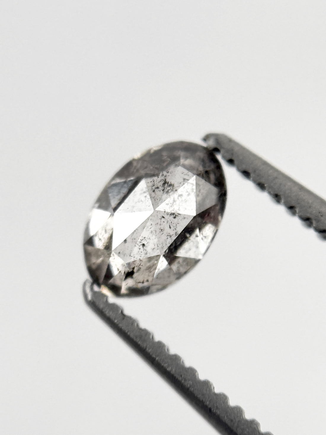 0.52 Ct Oval Rose Cut Grey Natural Minimalist Diamond
